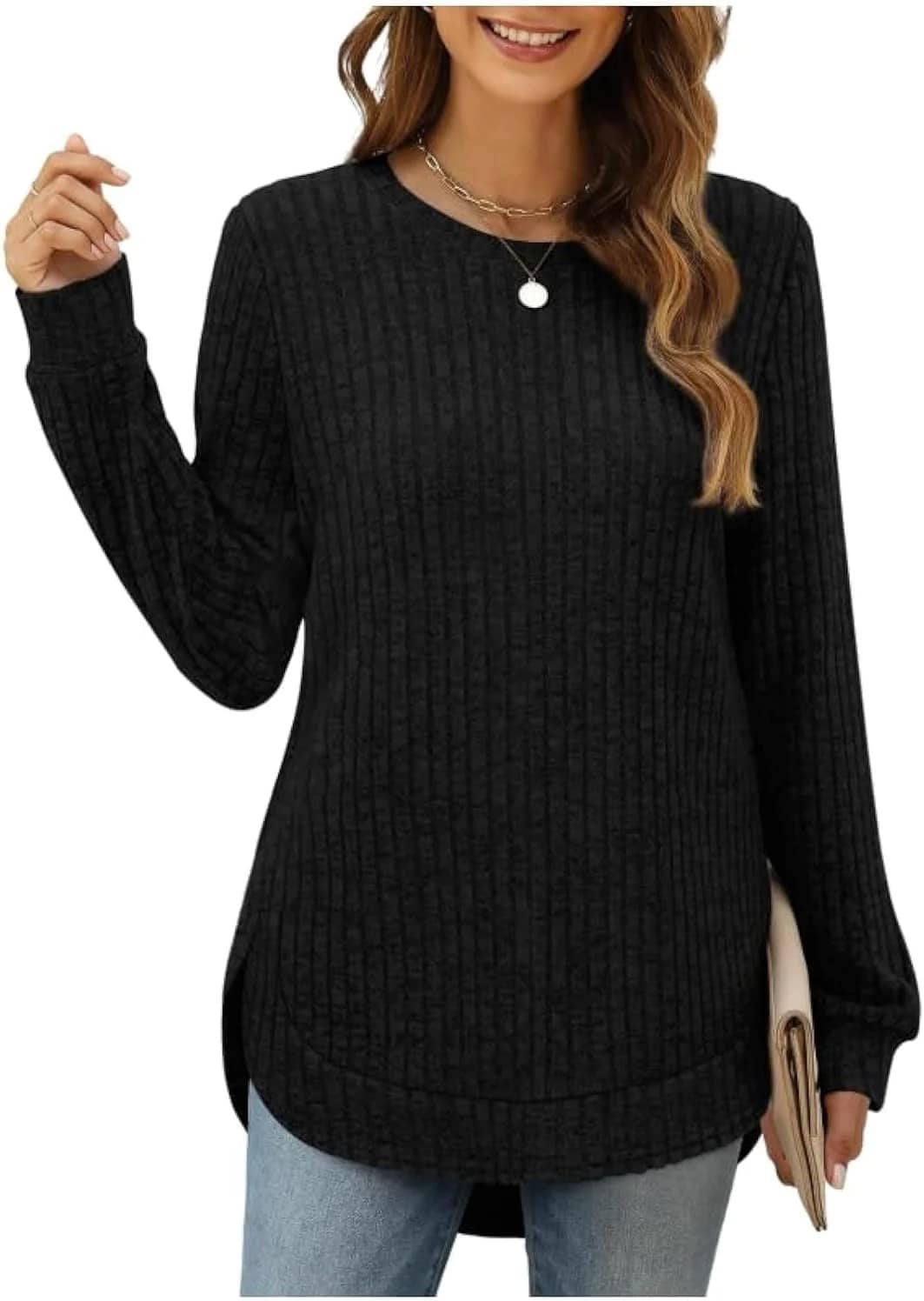 Trendy Women's Fall Sweater Long Sleeve Blouse T-Shirt Top