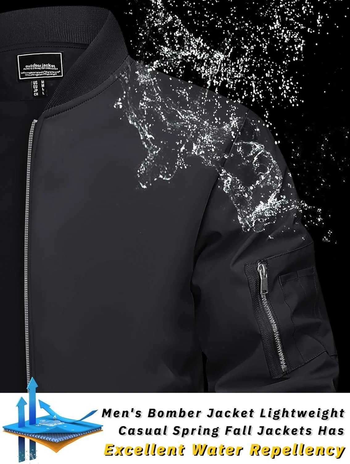 TACVASEN Men's Bomber Jacket Lightweight Windbreaker Zip-Up Coat - Image 2