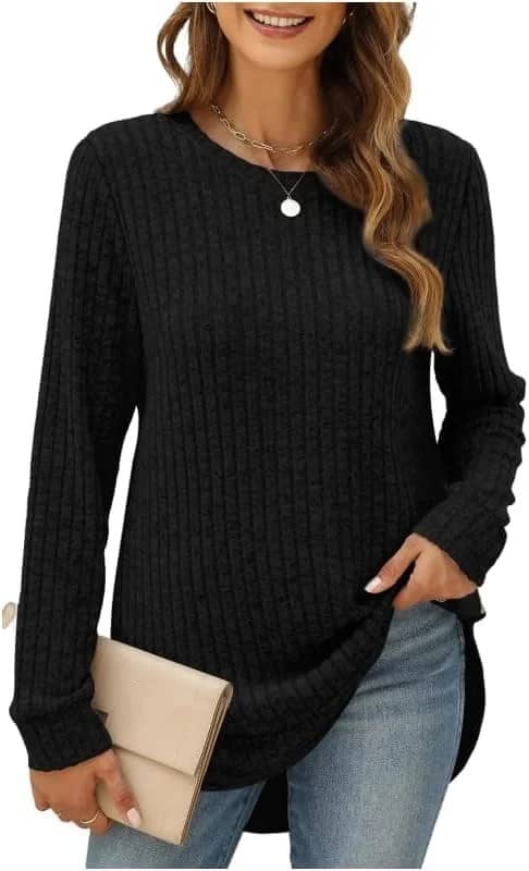 Trendy Women's Fall Sweater Long Sleeve Blouse T-Shirt Top - Image 2