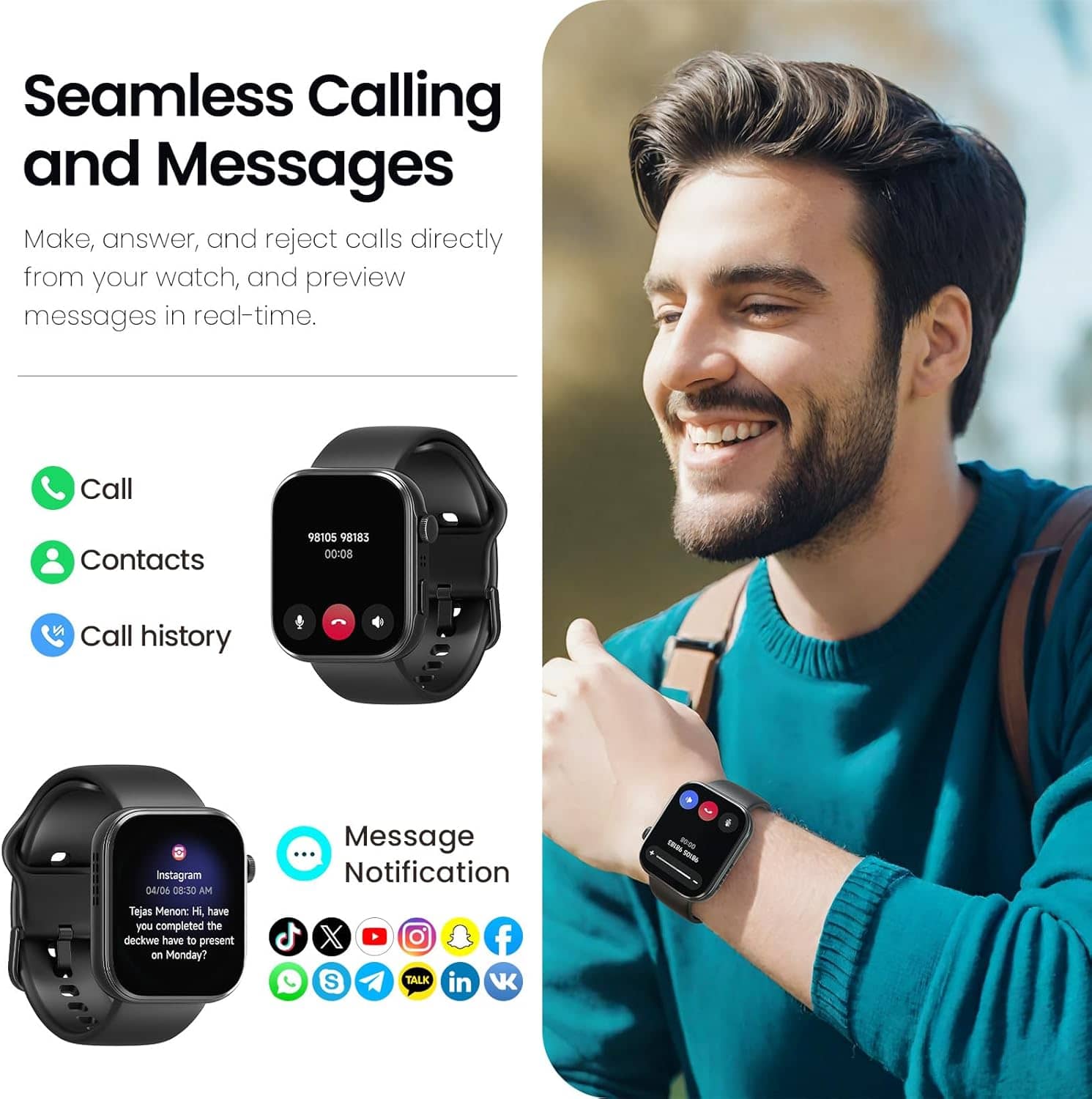 TOZO S6 Smartwatch 1.85 AMOLED - Image 4