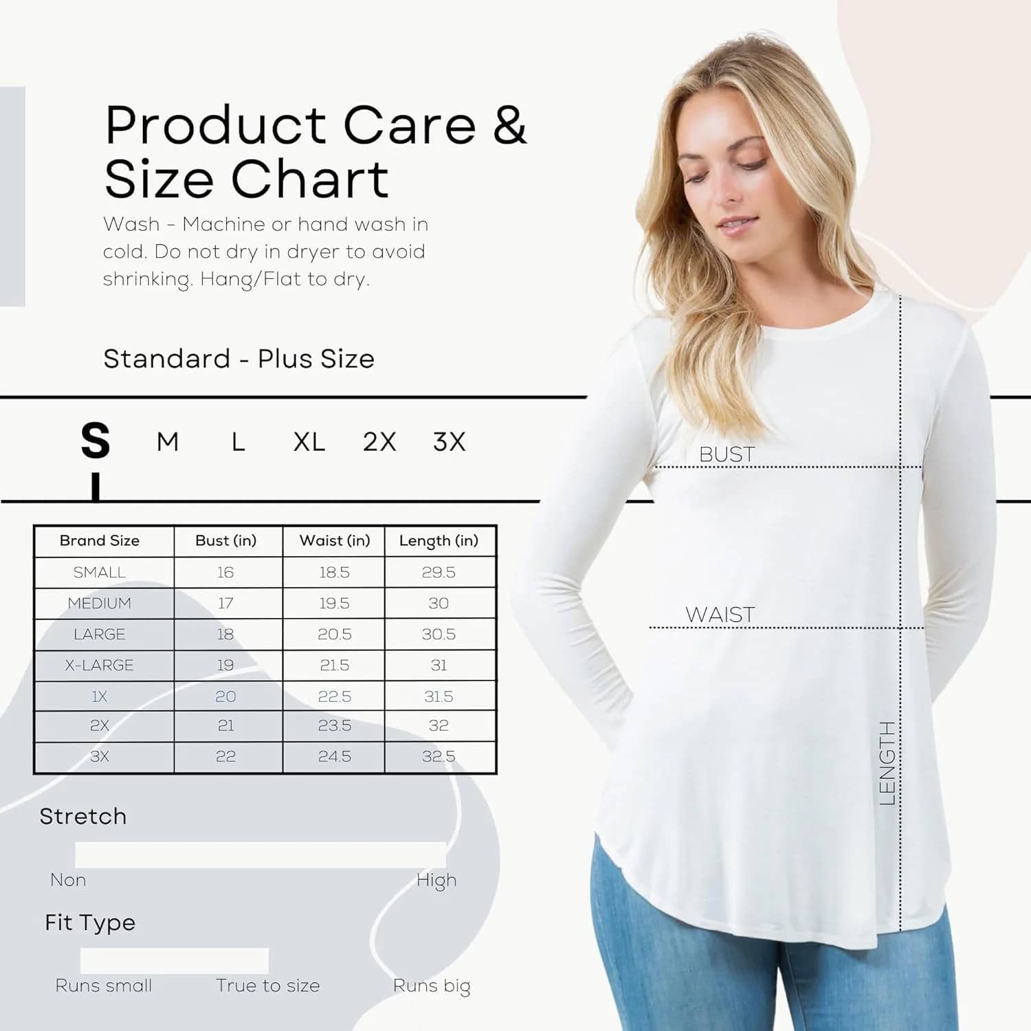 Azules Plus Size Long Sleeve Tunic Top – Casual Flowy Shirt - Image 4