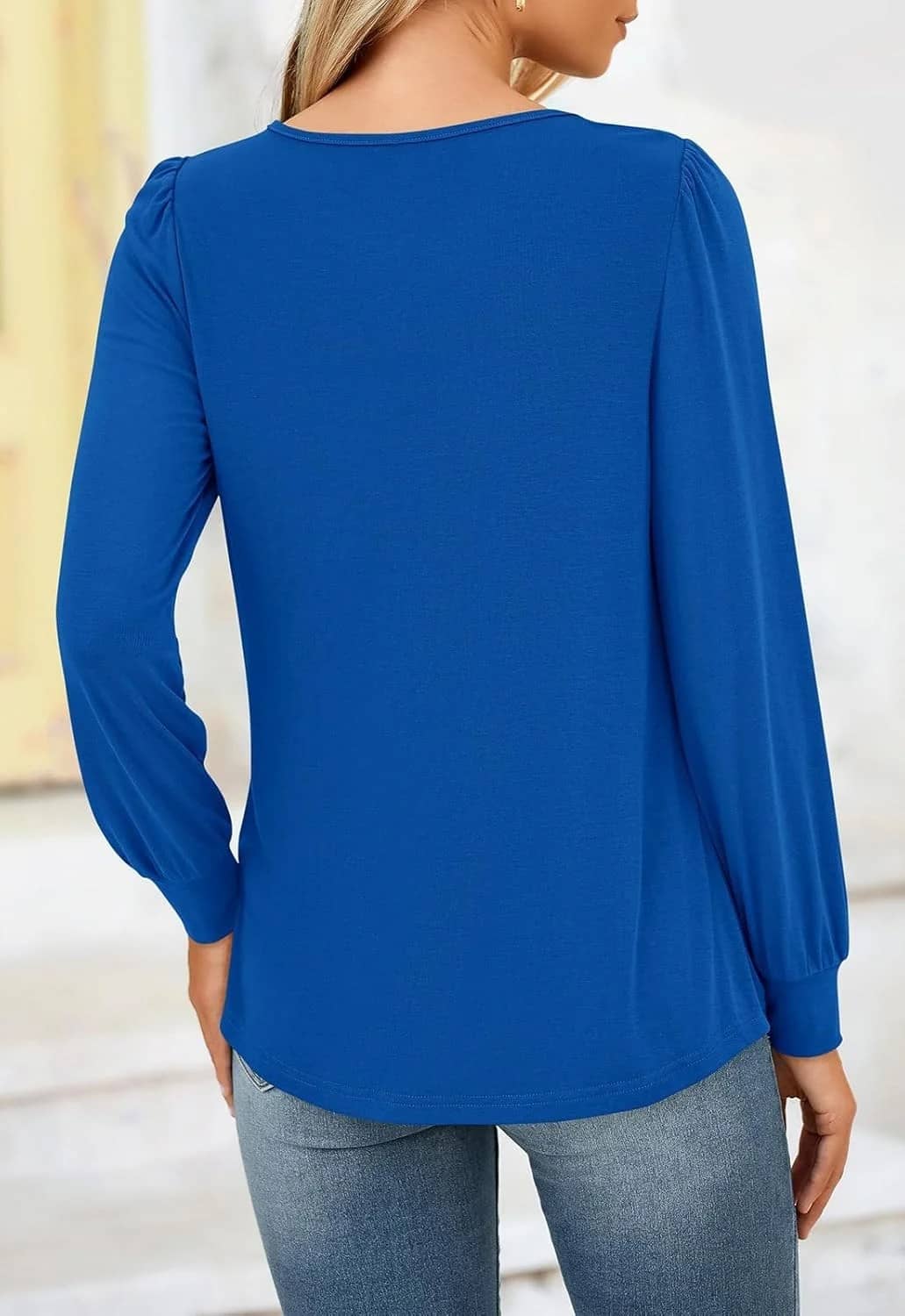 NALANISA Women's Fall Pleated Puff Sleeve Tunic Top - Image 5