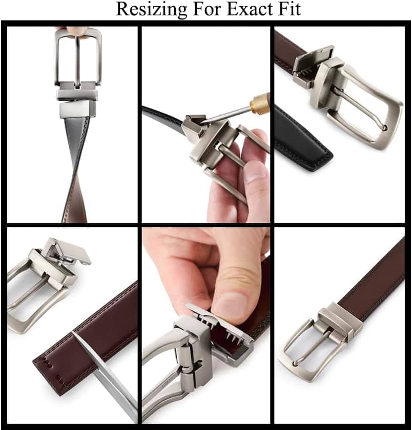 MILORDE Men’s Reversible Leather Belt for Casual Golf Dress Pants Shirts, Double Style - 2 Sides - Image 6