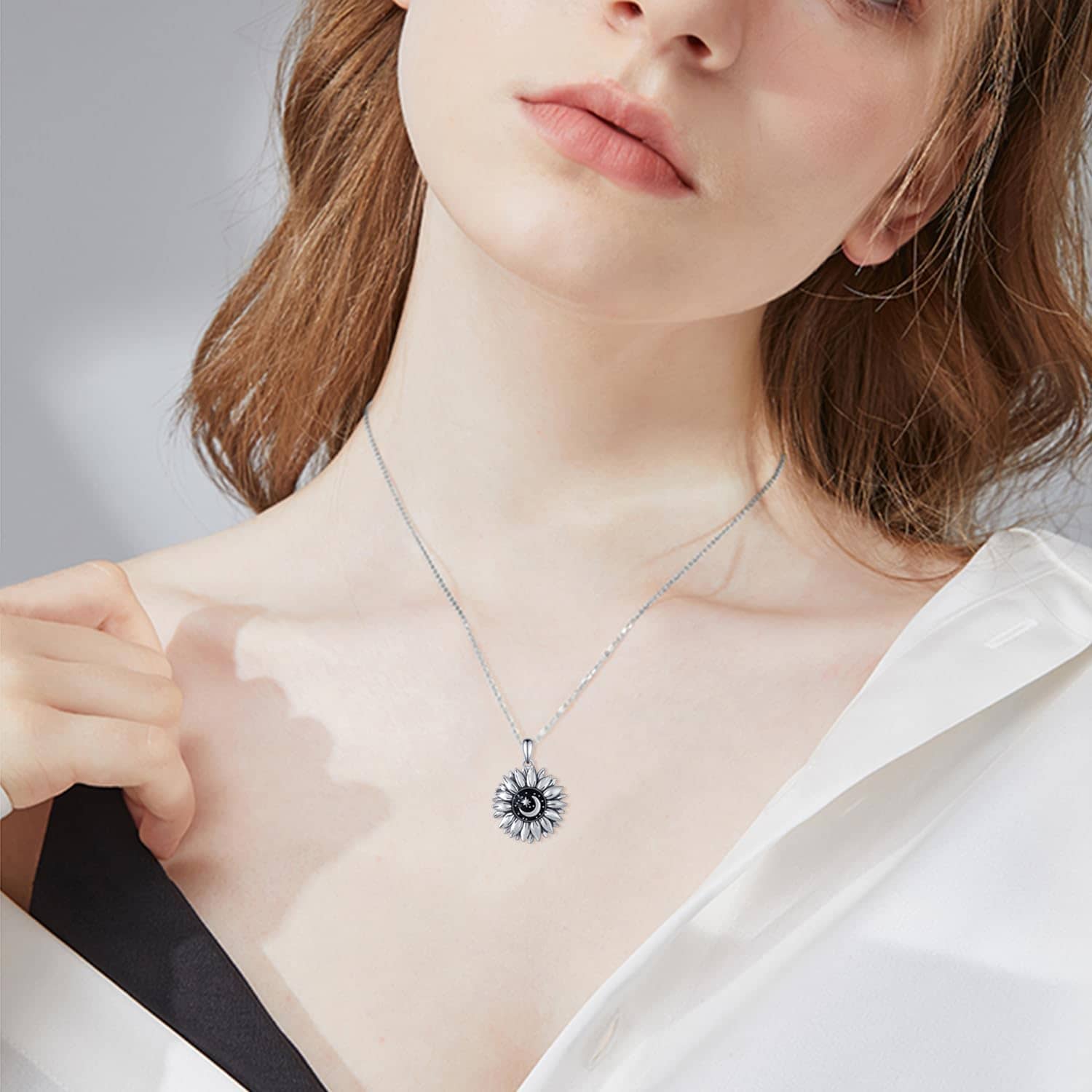 Sunflower Necklace 925 Sterling Silver Sunflower Necklace for Women You are My Sunshine Gifts Sunflower Jewelry Gifts for Women - Image 3