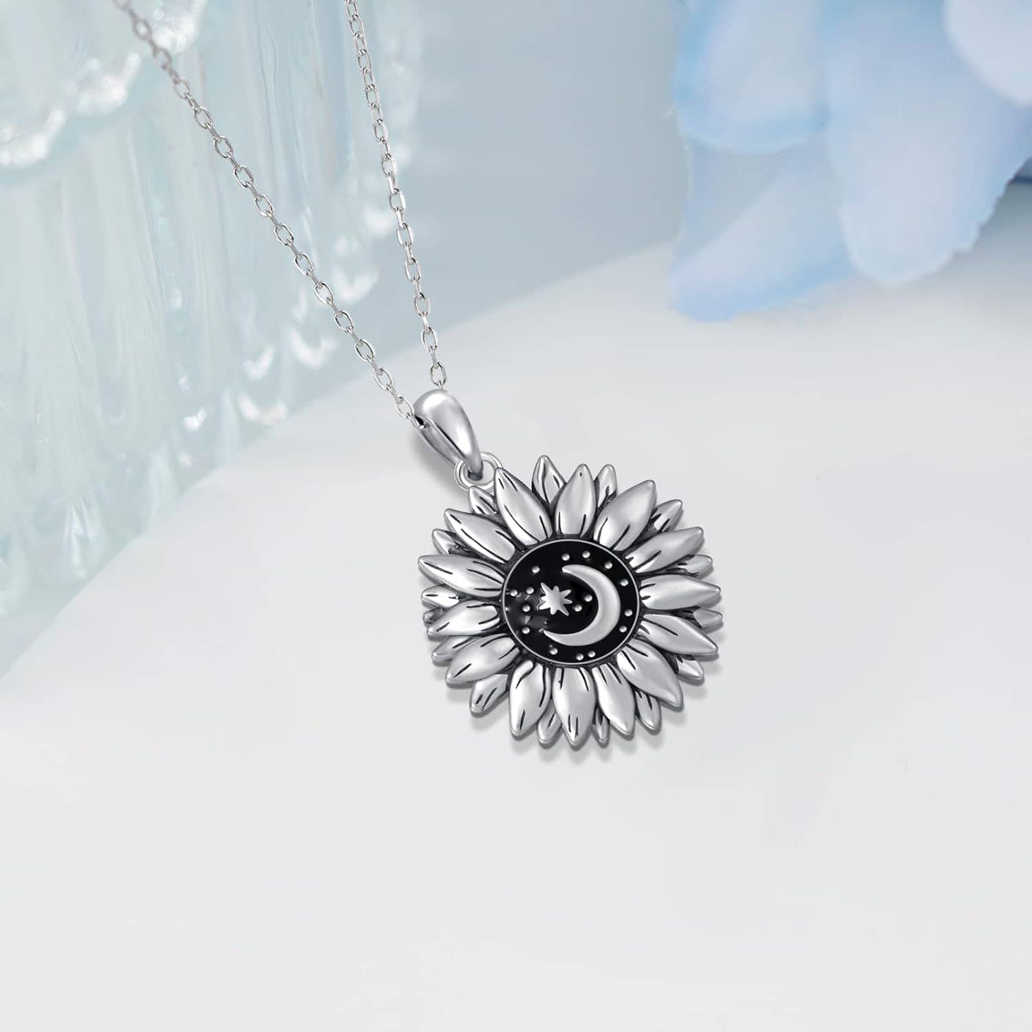 Sunflower Necklace 925 Sterling Silver Sunflower Necklace for Women You are My Sunshine Gifts Sunflower Jewelry Gifts for Women - Image 4