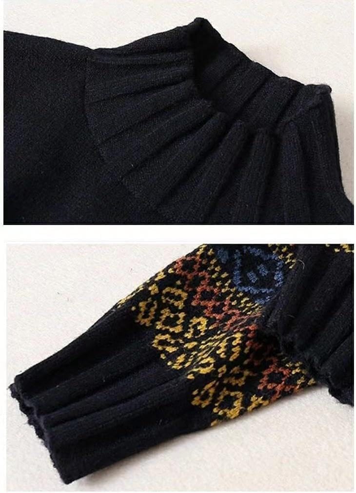 Fair Isle Sweater Women Plus Size Vintage Long Sleeve Crewneck Sweater Fair Isle Knit Pullover Sweater Tops S-4XL