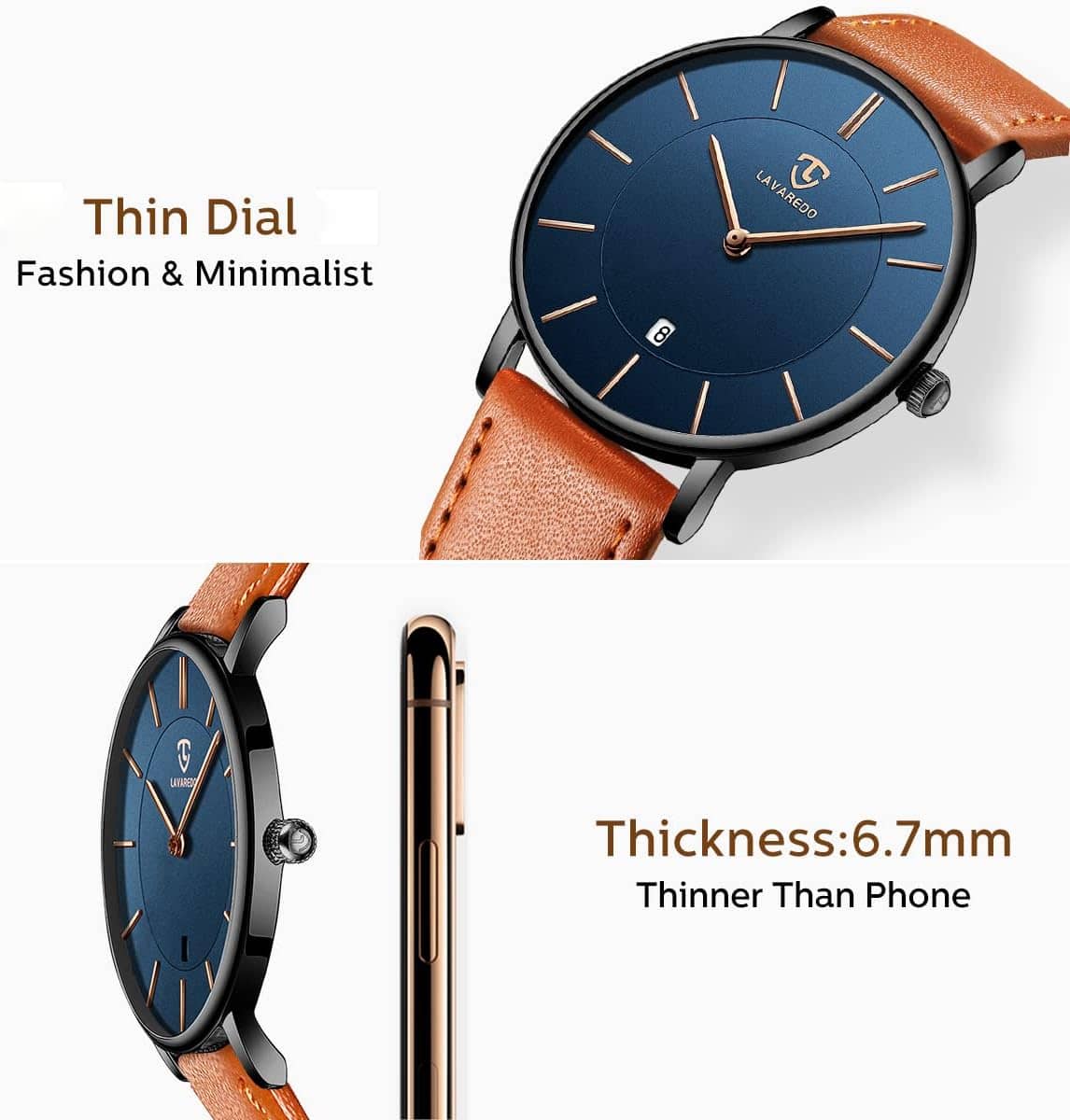 BEN NEVIS Watch, Mens Watch, Minimalist Fashion Simple Wrist Watch Analog Date with Leather Strap - Image 3