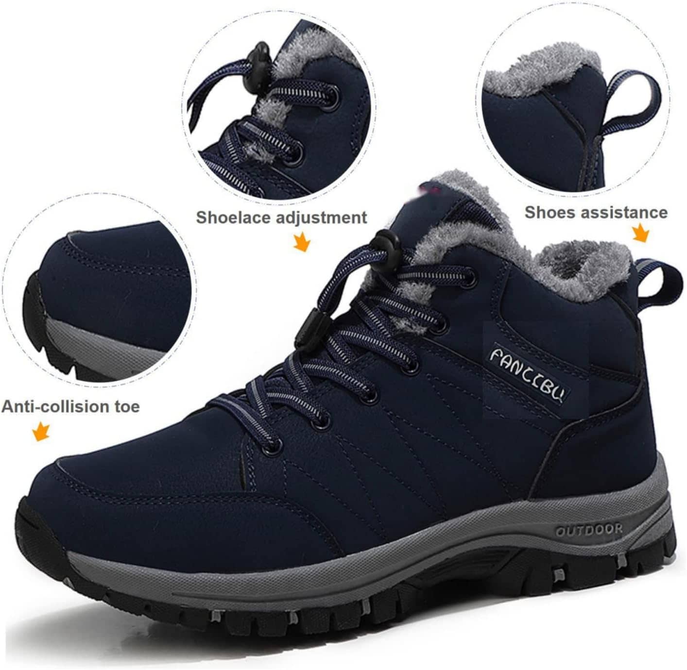 Mens Winter Boots Casual Lightweight Waterproof Snow Boots Anti-Slip Fur Lined Trekking Backpacking Hiking Boots… - Image 3