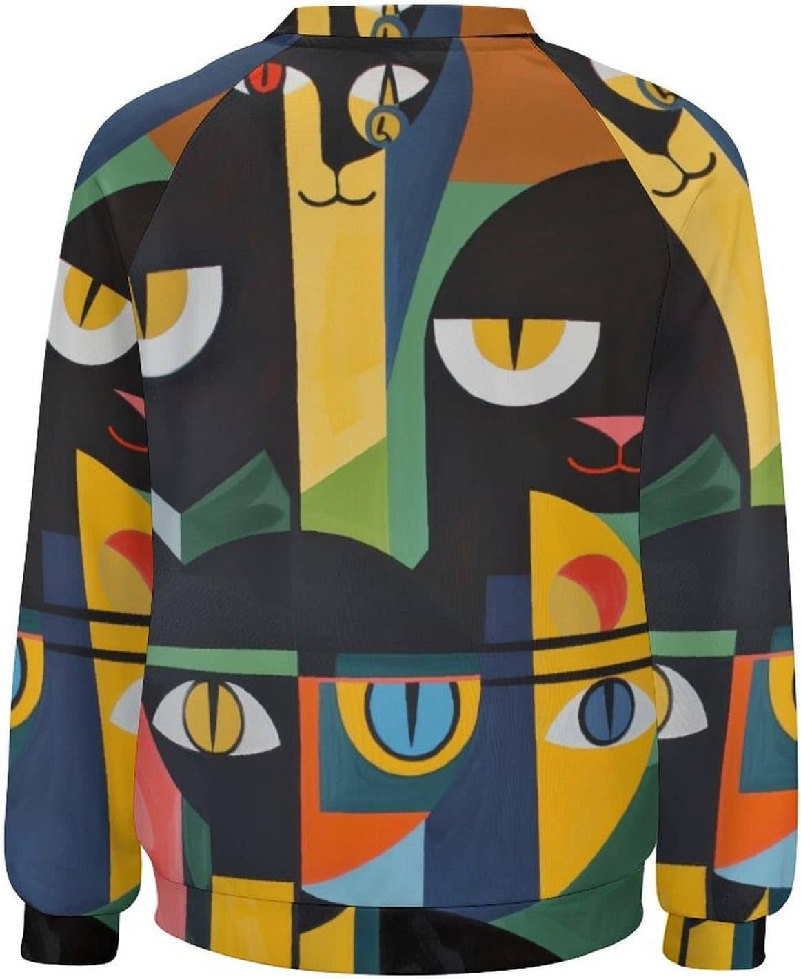 ZOCAVIA Women's Y2K Art Cat Sweatshirts Fall Abstract Cat Graphic Pullover Tops Long Sleeve Oil Painting Cat Printed T Shirts - Image 5