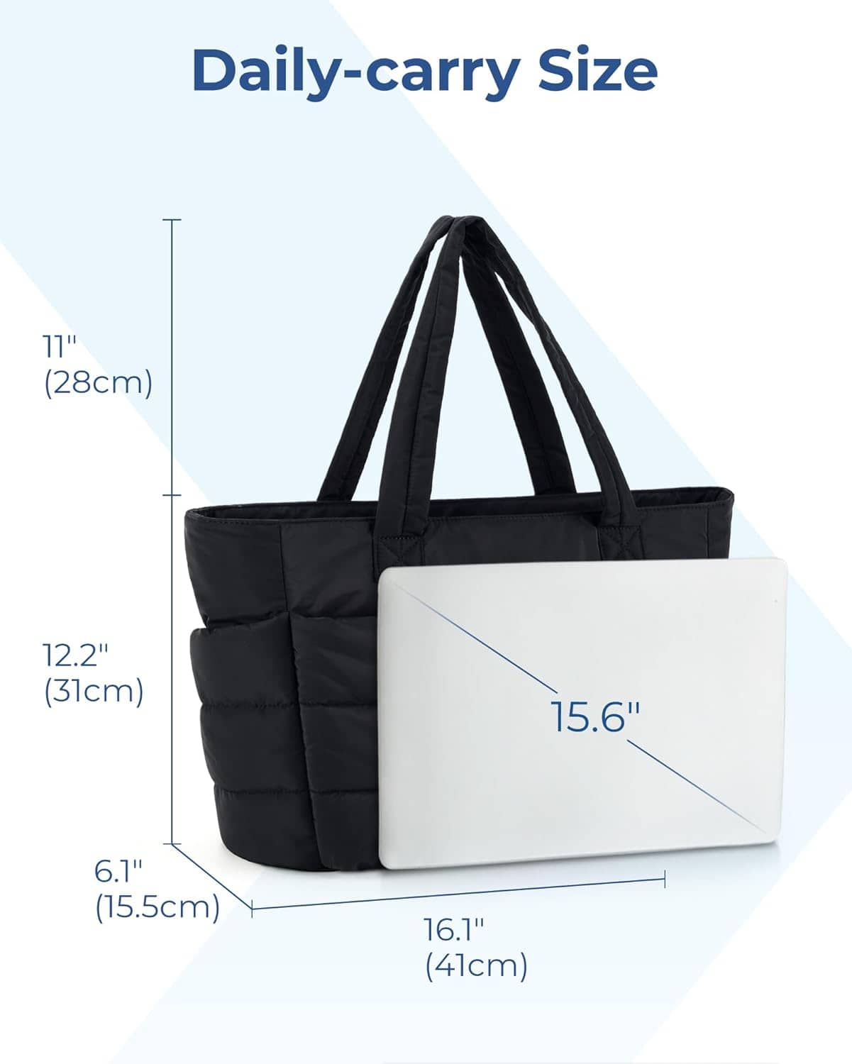 BAGSMART Tote Bag for Women, Lightweight Puffy Tote Bag with Compartments, Quilted Shoulder Bag Handbag for Travel, Work - Image 6
