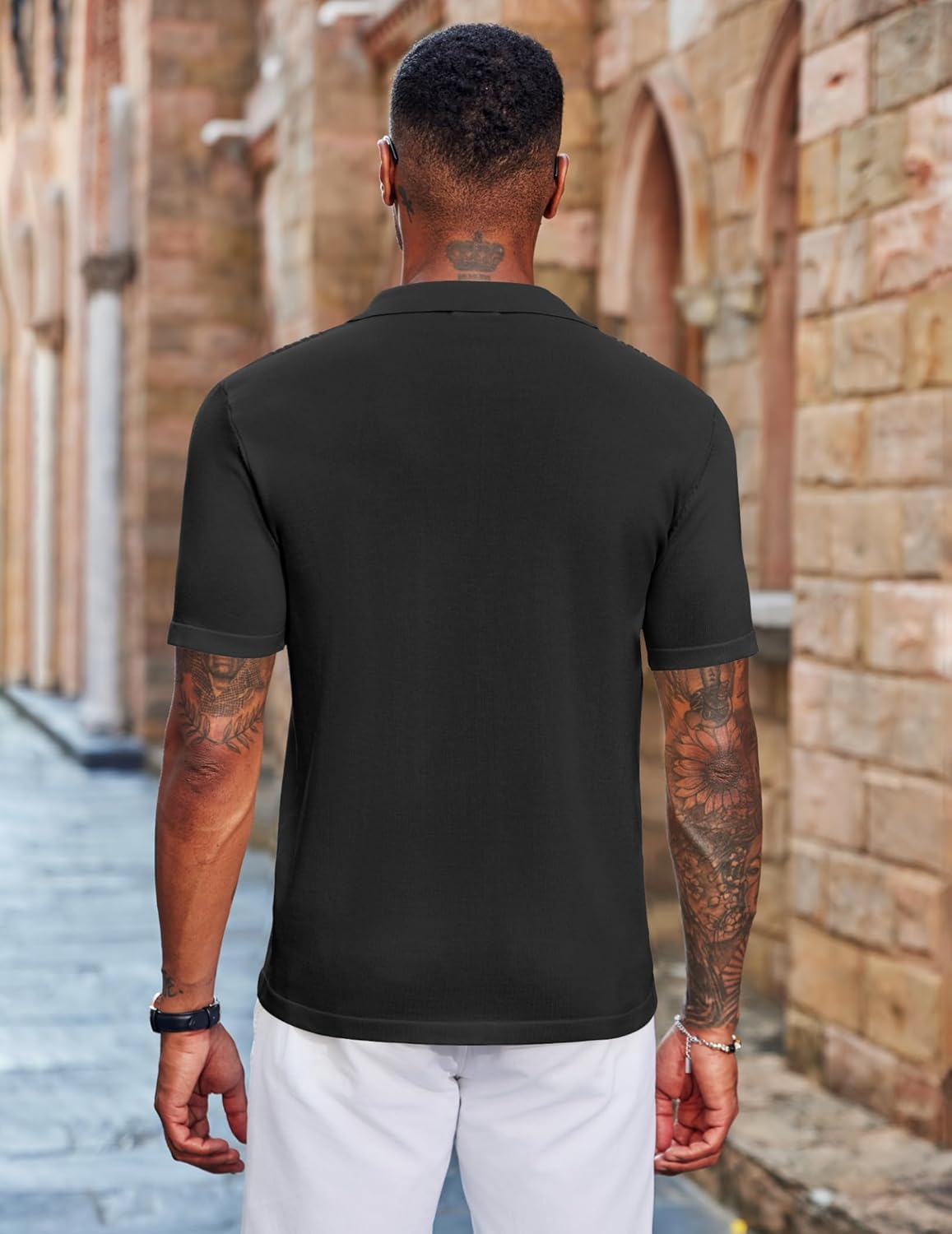 COOFANDY Men's Knit Shirt Short Sleeve Button Down Vintage Polo Shirts Casual Summer Beach Shirts - Image 3