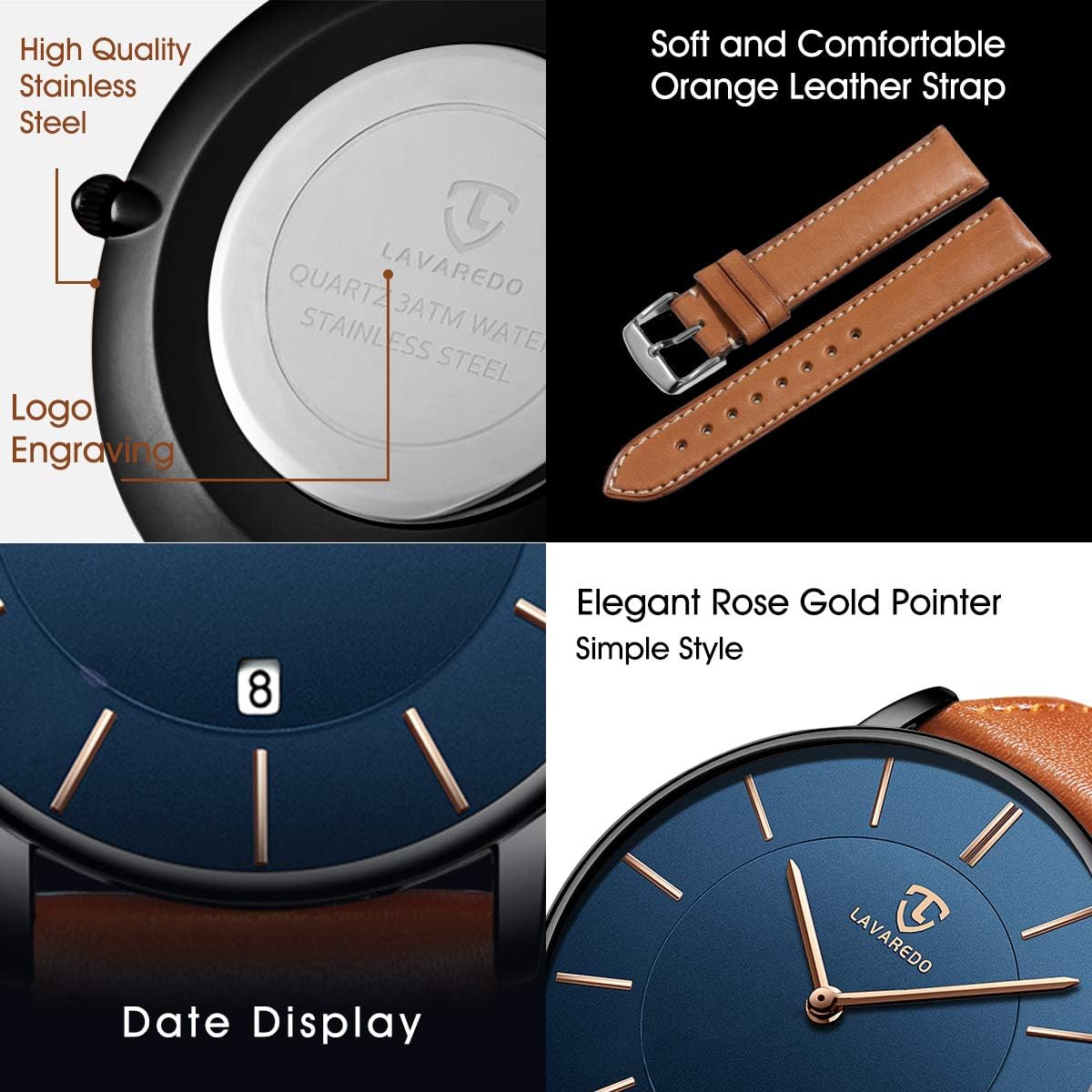 BEN NEVIS Watch, Mens Watch, Minimalist Fashion Simple Wrist Watch Analog Date with Leather Strap - Image 4