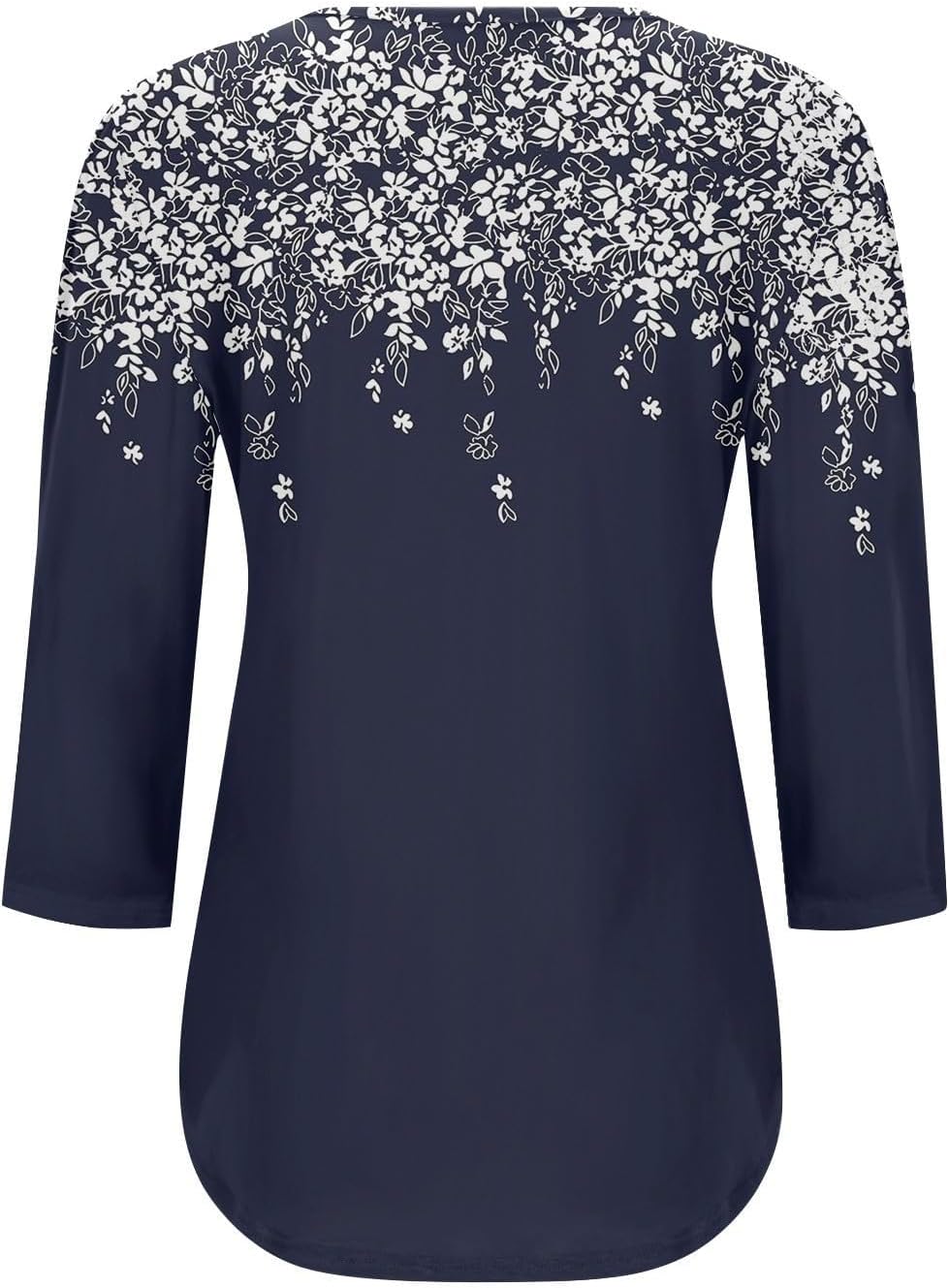 3/4 Sleeve Women Trendy Petal Sleeves Pleated Crewneck Tunic Blouses Cute Floral Gradient Graphic Tees Summer Shirts - Image 4