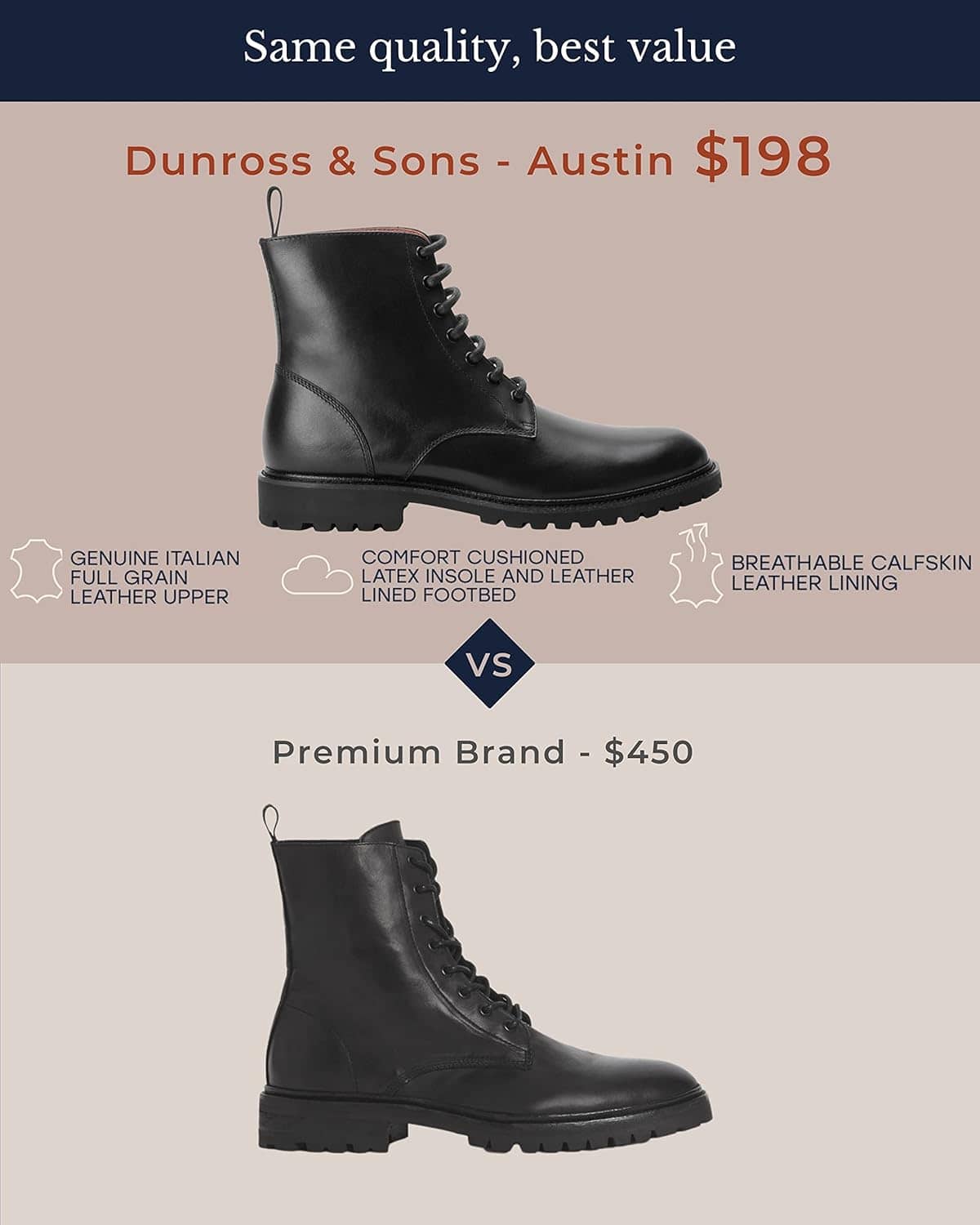 Dunross & Sons Boots For Men. Leather Boots For Men. Austin Mens Lace-Up Boot. Combat Boots For Men. Black Boots. Mens Gifts - Image 4