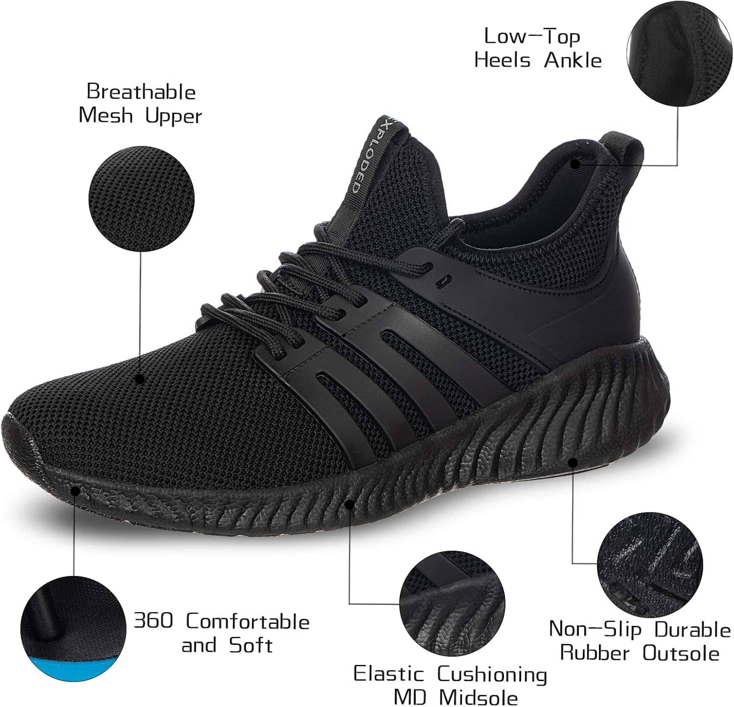 Mens Sneakers Walking Shoes - Memory Foam Athletic Tennis Running Workout Gym Ultra Lightweight Breathable Jogging Sports Shoes Slip on Casual Sneaker - Image 3