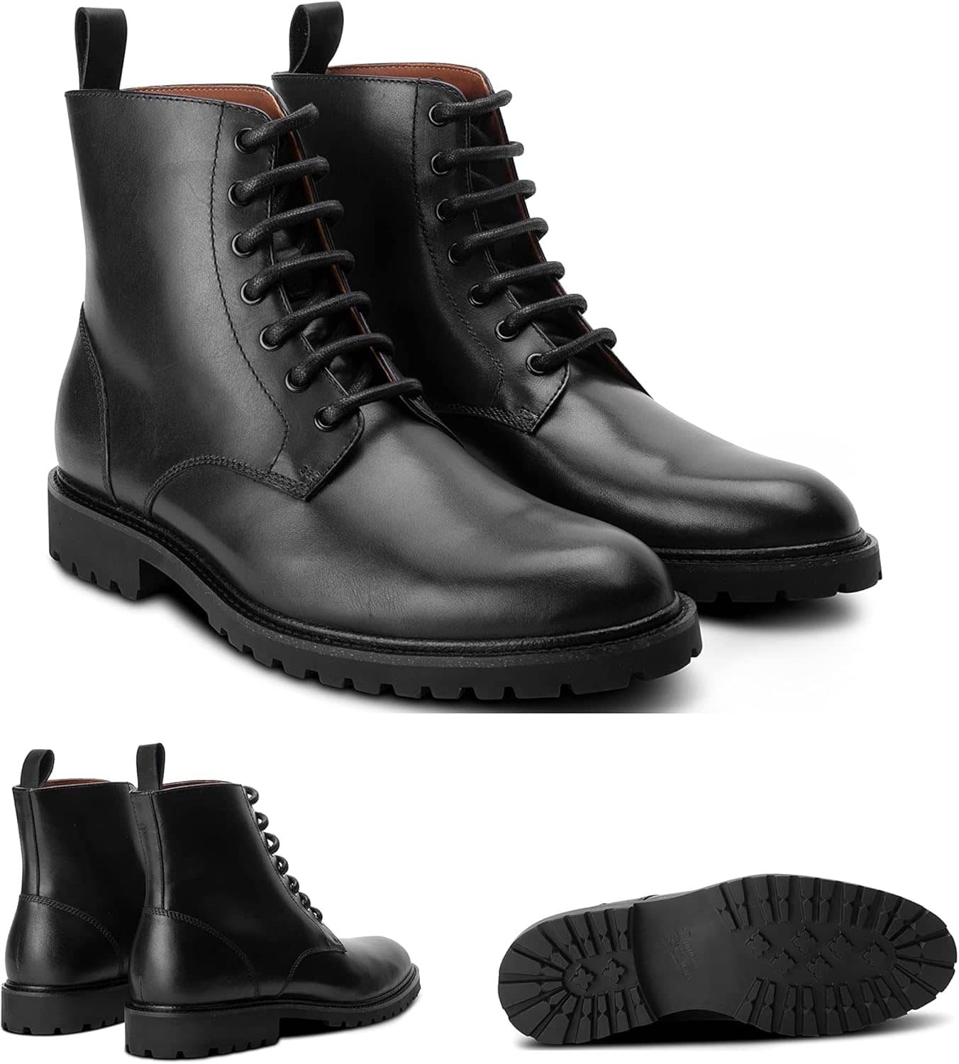 Dunross & Sons Boots For Men. Leather Boots For Men. Austin Mens Lace-Up Boot. Combat Boots For Men. Black Boots. Mens Gifts - Image 2
