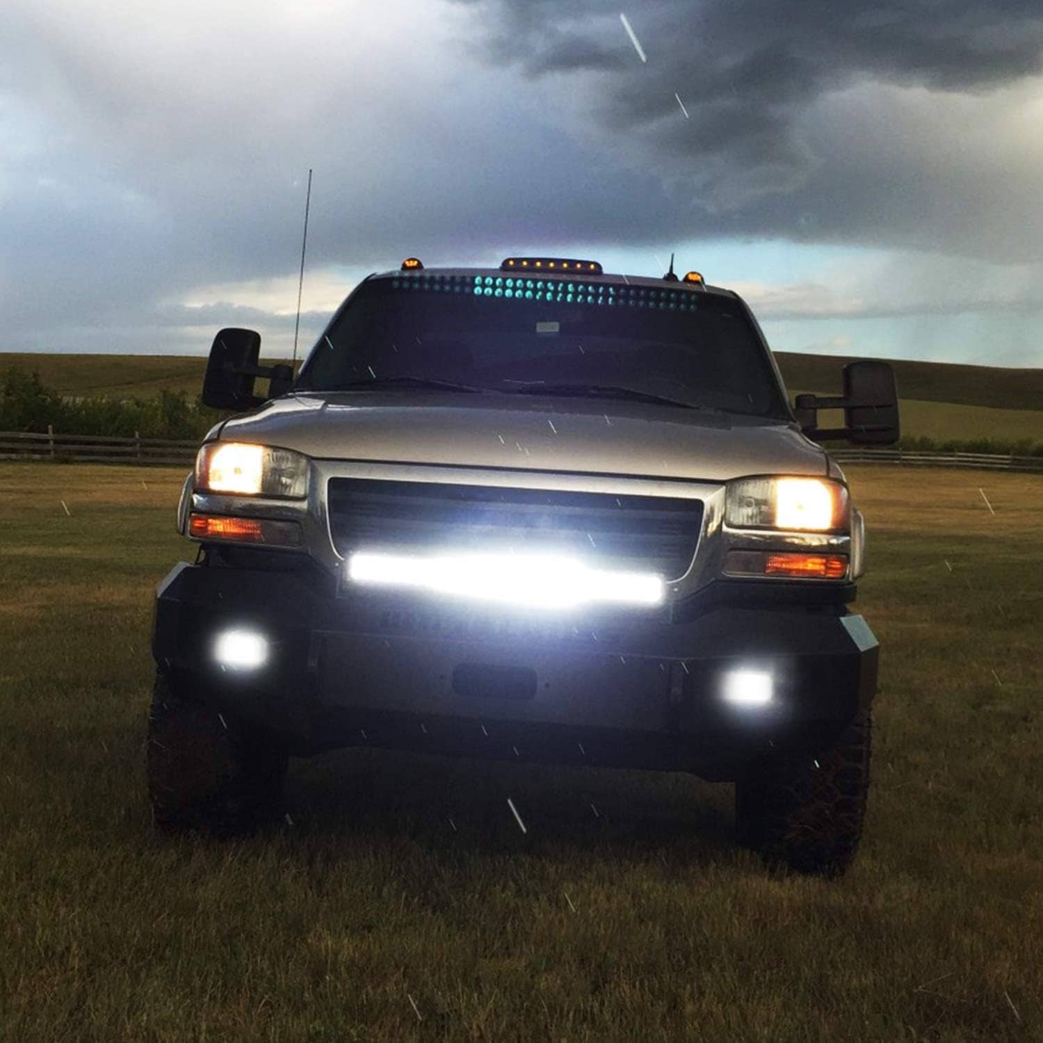 Nilight 20 Inch 420W Triple Row Flood Spot Combo Led Light Bar 4PCS 4Inch 60W LED Pods Driving Boat Lights Led Off Road Trucks Lights , 2 Years Warranty (ZH415), Black - Image 8