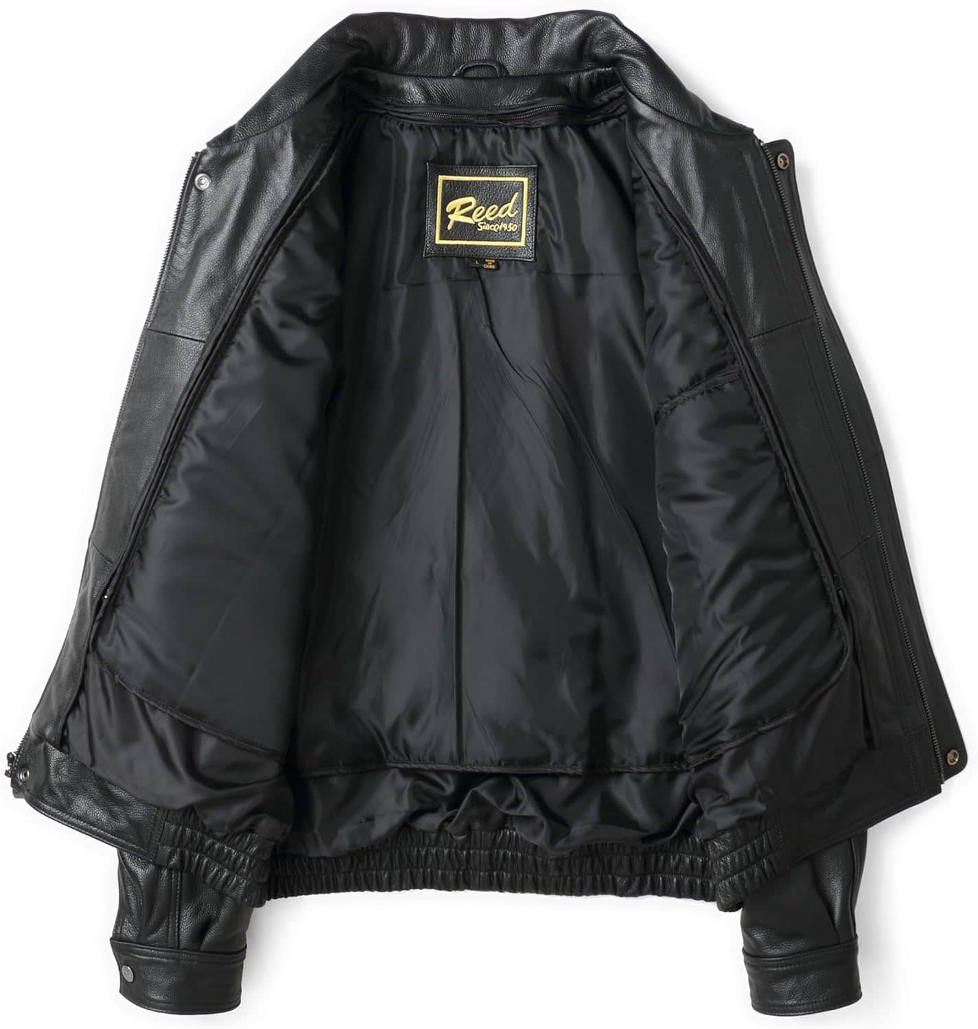 REED Men's American Style Bomber Genuine Leather Jacket - Image 5