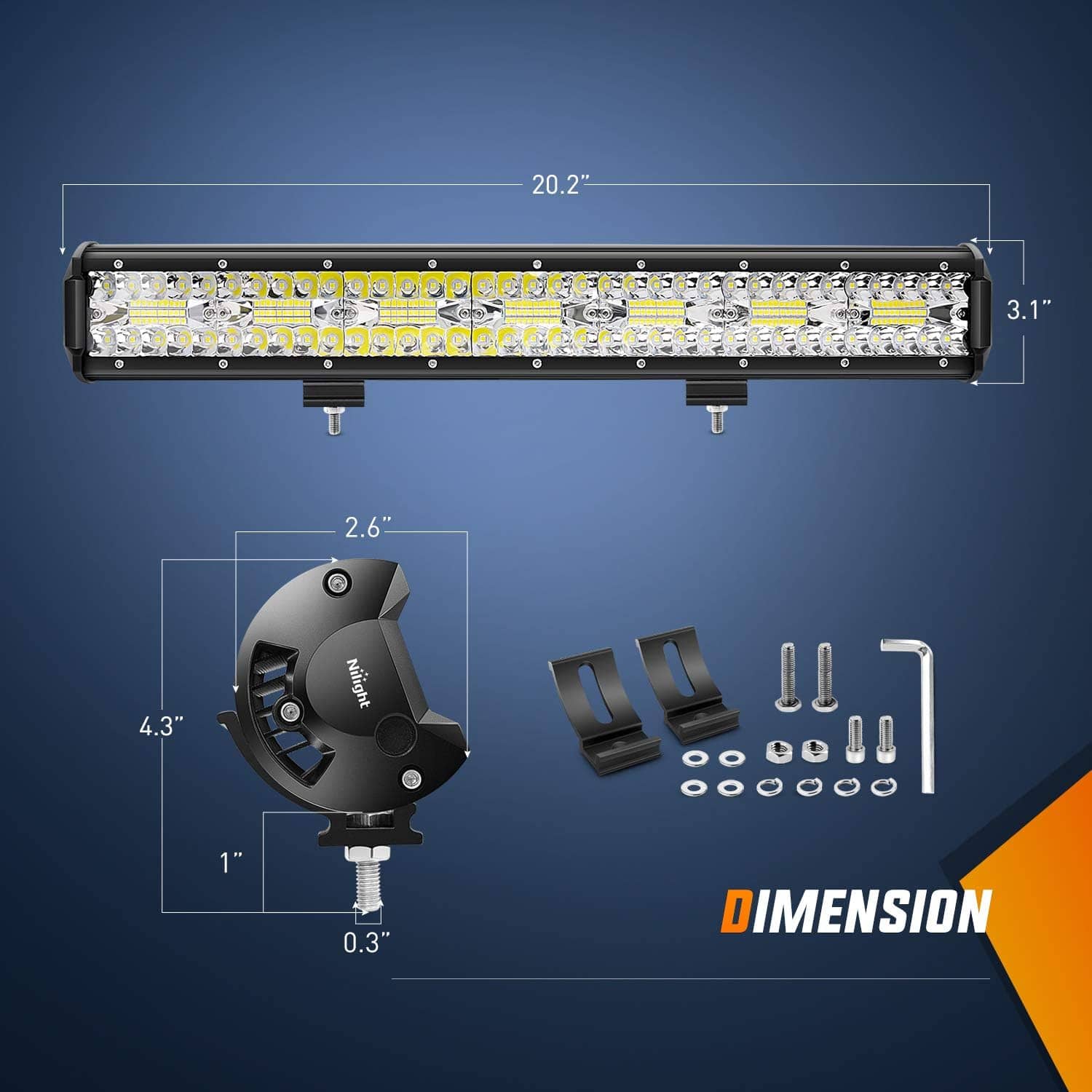 Nilight 20 Inch 420W Triple Row Flood Spot Combo Led Light Bar 4PCS 4Inch 60W LED Pods Driving Boat Lights Led Off Road Trucks Lights , 2 Years Warranty (ZH415), Black - Image 2