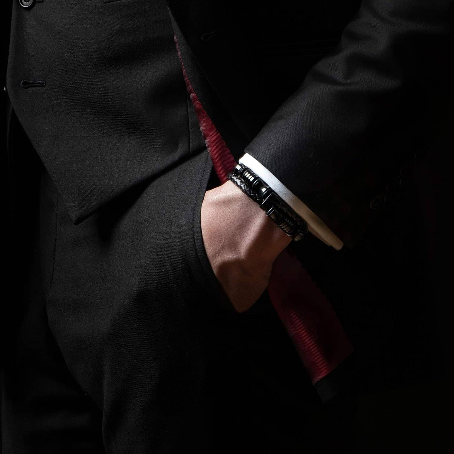 SERASAR Premium Leather Bracelet Men | Stainless Steel Magnetic Clasp | Three Colors | Jewelry Box Included - Image 3