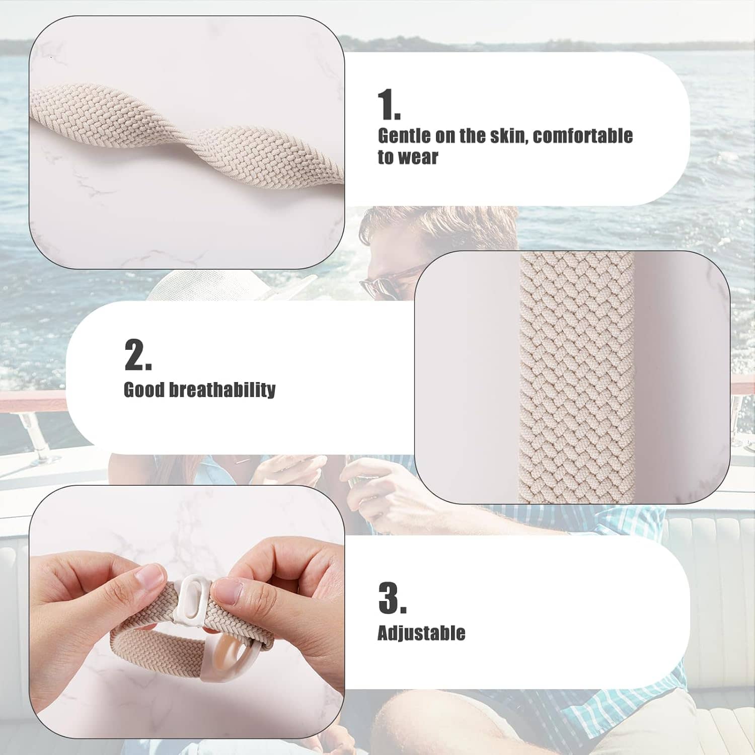 4pcs Holder for Princess Cruise Medallion, Adjustable Braided Wristband Bracelet for Princess Medallion Holder Accessories Comfortable & Breathable Watch Band fit Men Women (4 Colors) - Image 5