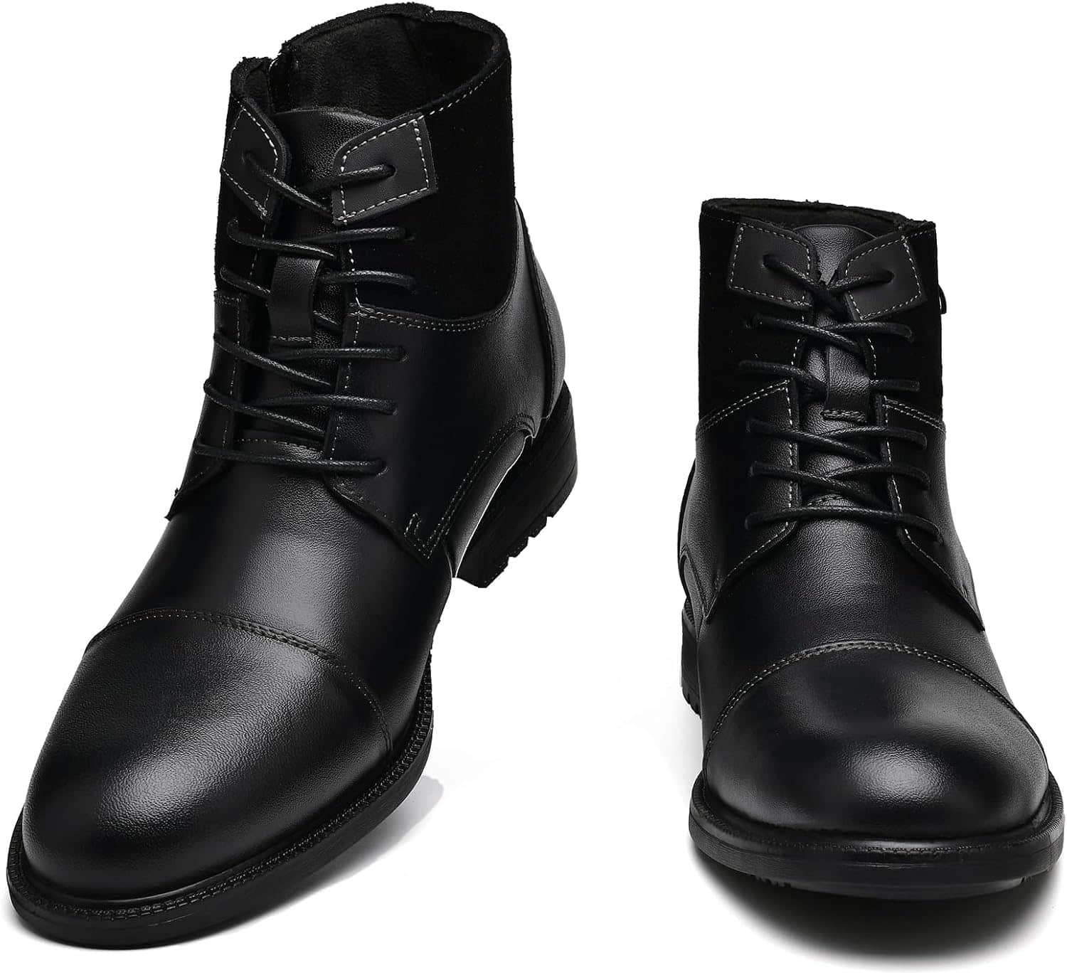 Holy dove Mens Oxford Leather Dress Boots Chukka Boots Cap Toe Side Zip Casual and Comfort Fashion Mid Top Dress Boot Chukka Ankle Boots for Men - Image 8