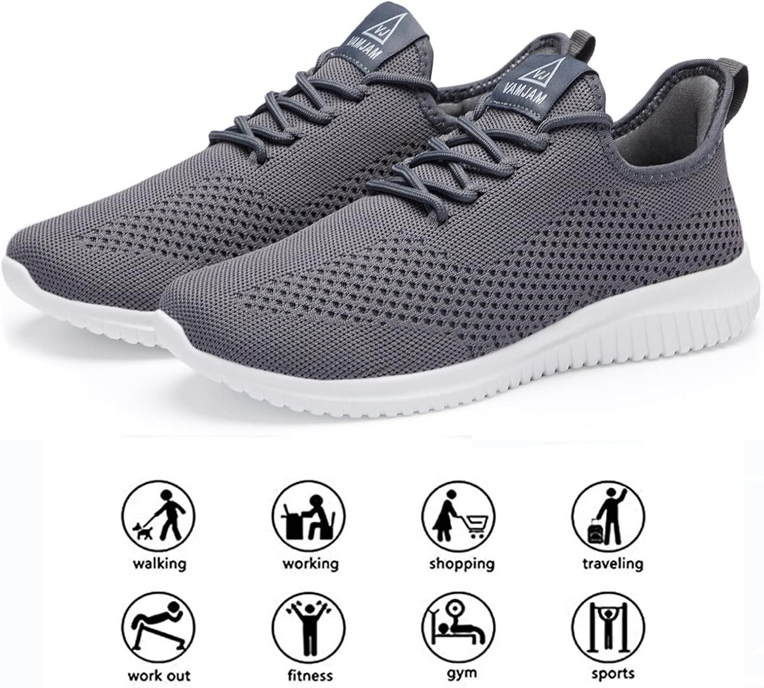 VAMJAM Men's Running Shoes Ultra Lightweight Breathable Walking Shoes Non Slip Athletic Fashion Sneakers Mesh Workout Casual Sports Shoes - Image 4