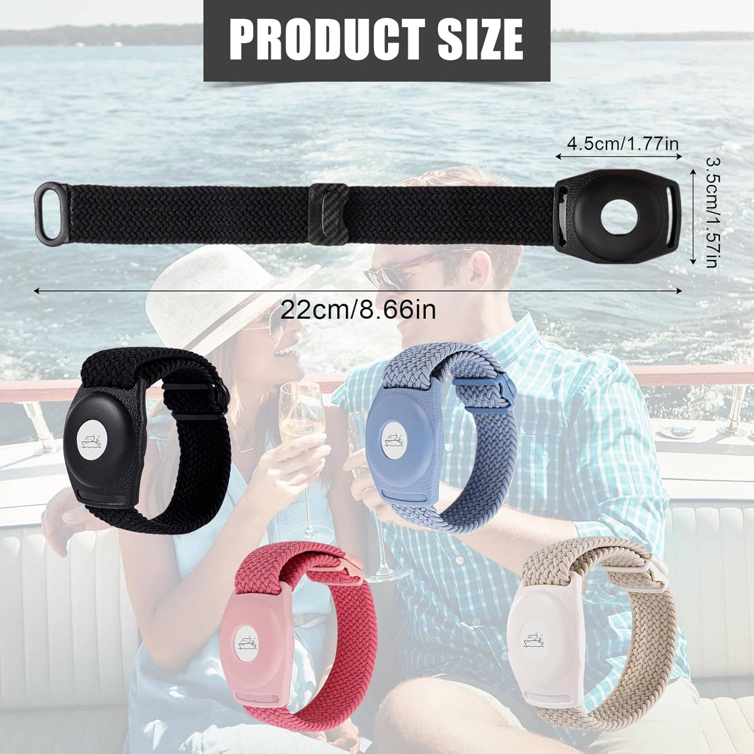 4pcs Holder for Princess Cruise Medallion, Adjustable Braided Wristband Bracelet for Princess Medallion Holder Accessories Comfortable & Breathable Watch Band fit Men Women (4 Colors) - Image 2