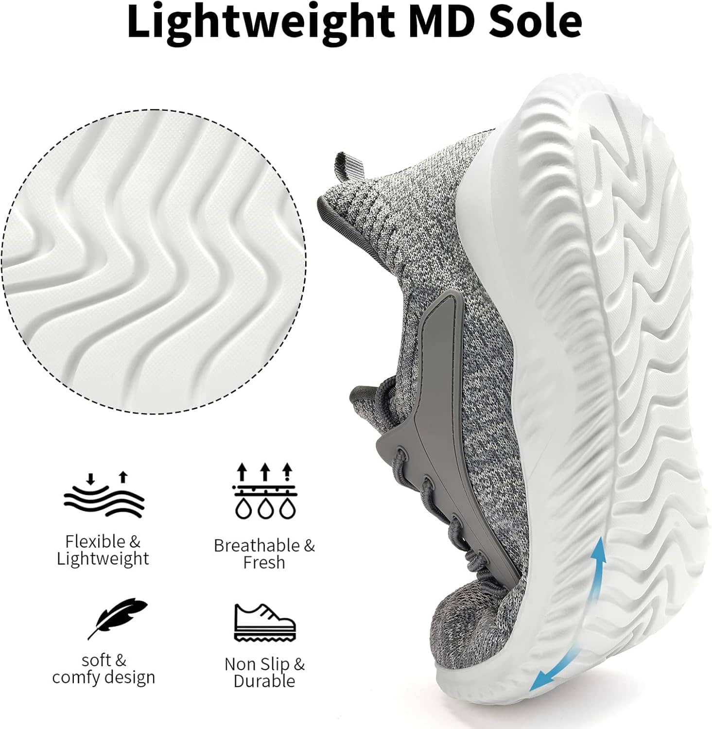 Akk Walking Shoes for Men Sneakers - Slip on Memory Foam Running Tennis Shoes for Athletic Workout Gym Jogging Indoor Outdoor Lightweight Breathable Casual Sneakers - Image 3