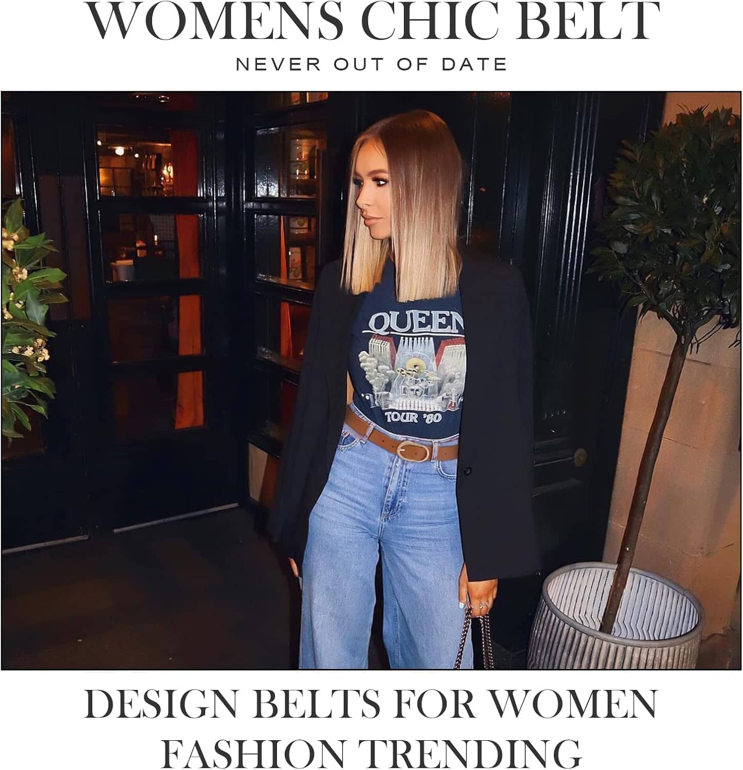 VONMELLI 3 Pack Women's Belts for Jeans Pants Fashion Gold Buckle Ladies Dress Belt - Image 5