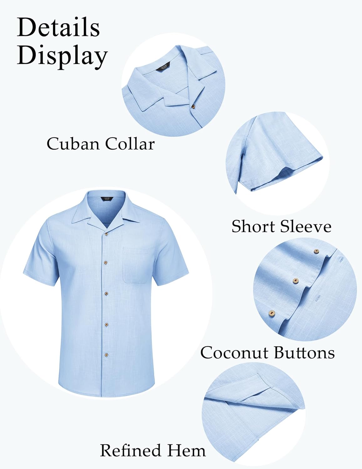 COOFANDY Mens Casual Cotton Linen Shirt Short Sleeve Button Up Shirts Summer Beach Top - Image 5