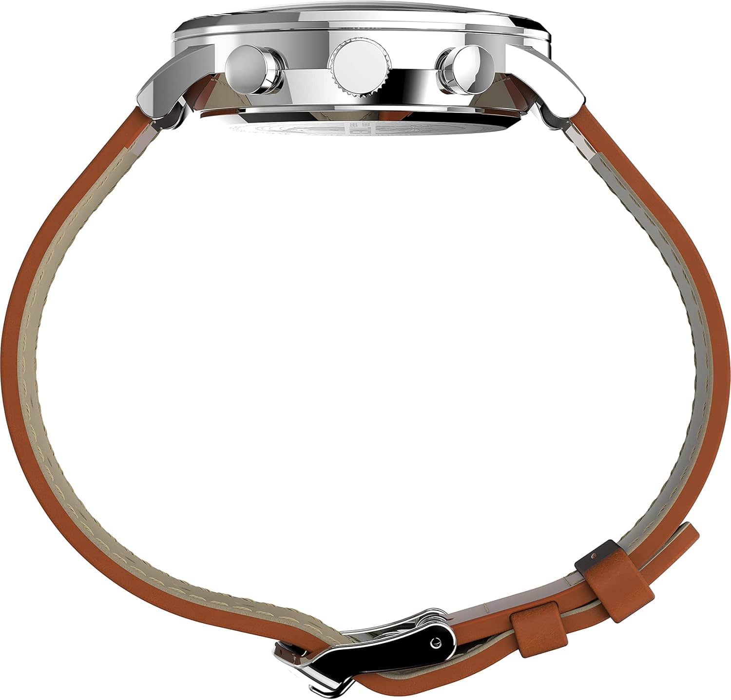 Timex Men's Waterbury Classic Chrono 40mm Stainless Steel Quartz Dress Watch with Leather Strap - Image 2