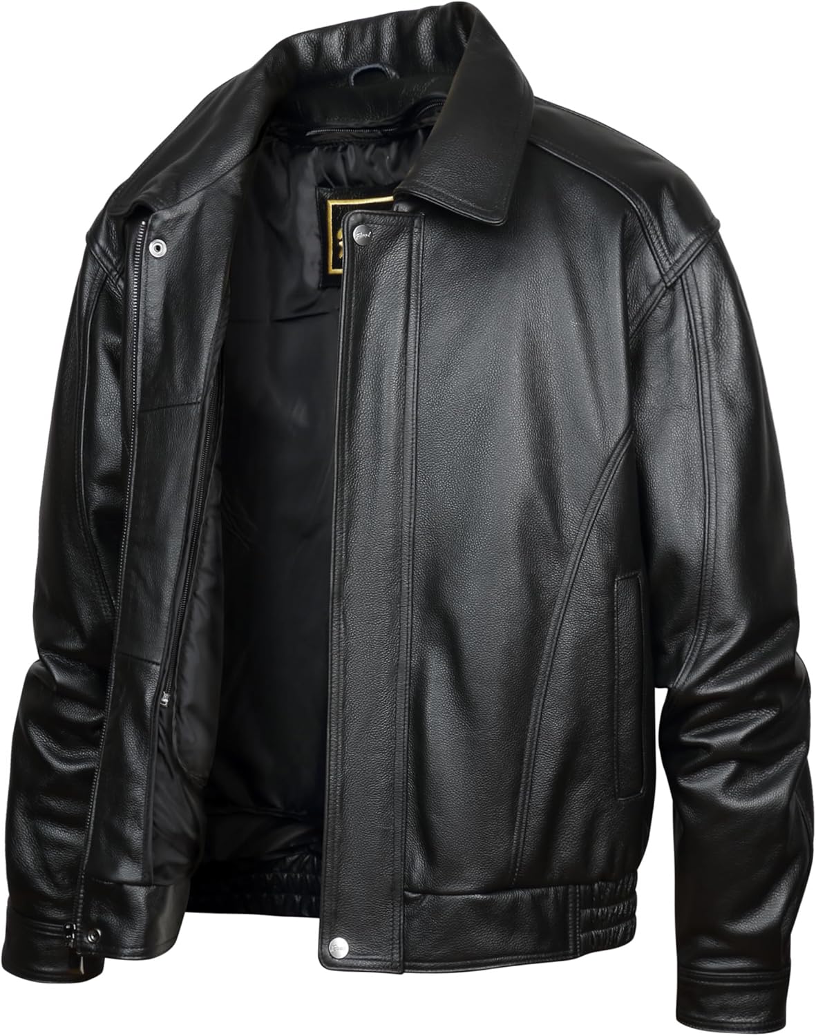 REED Men's American Style Bomber Genuine Leather Jacket - Image 3