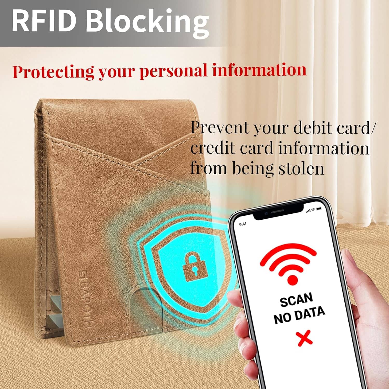 Mens Wallets Leather, Genuine Leather Wallets for Men, Bifold RFID Wallet for Men Slim with ID Window|Bills Slot|9 Card Slots, 2 Outer Pocket Slim Wallet for Men with Gift Box Packaging - Image 4