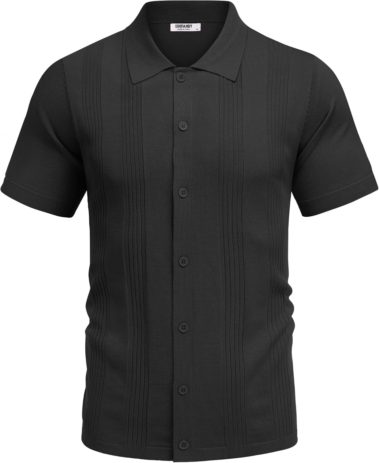 COOFANDY Men's Knit Shirt Short Sleeve Button Down Vintage Polo Shirts Casual Summer Beach Shirts - Image 8