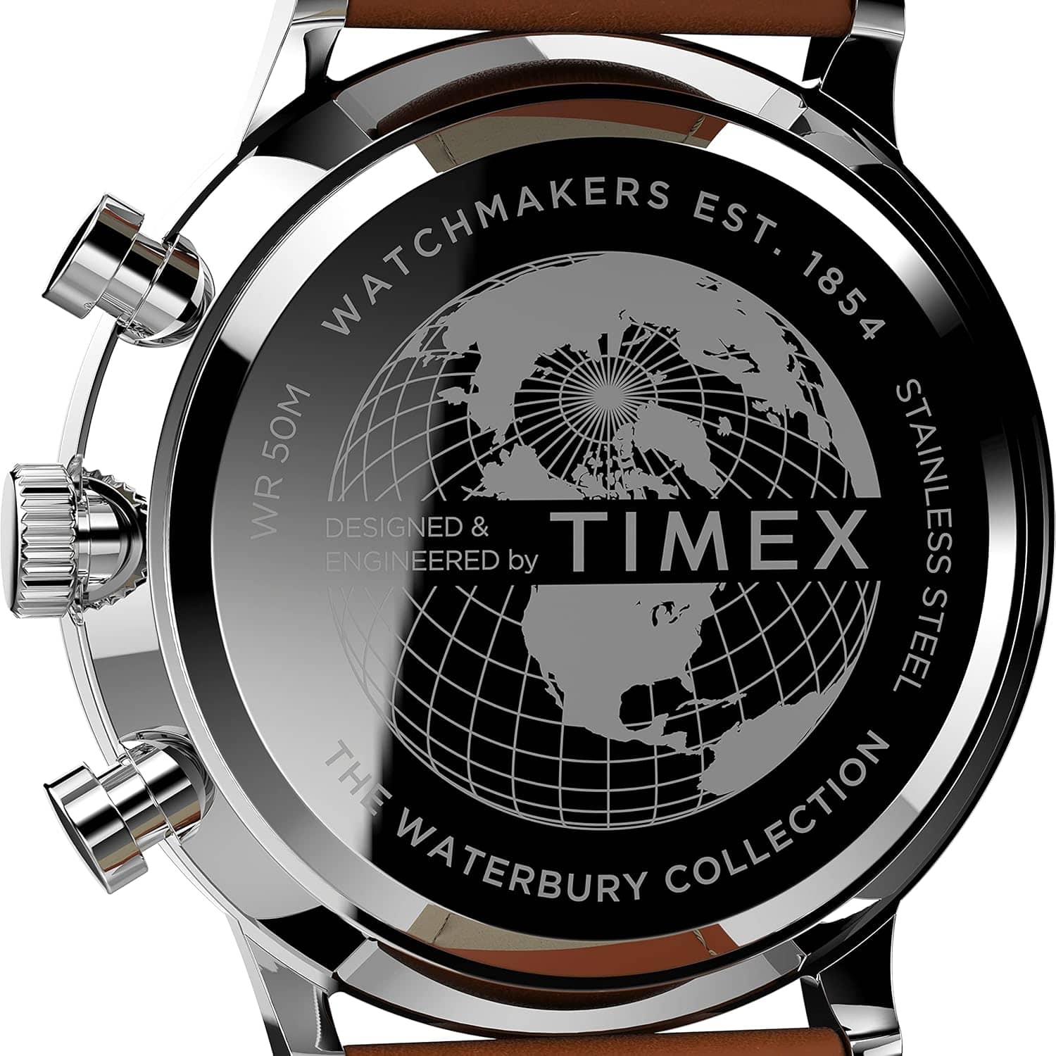 Timex Men's Waterbury Classic Chrono 40mm Stainless Steel Quartz Dress Watch with Leather Strap - Image 4