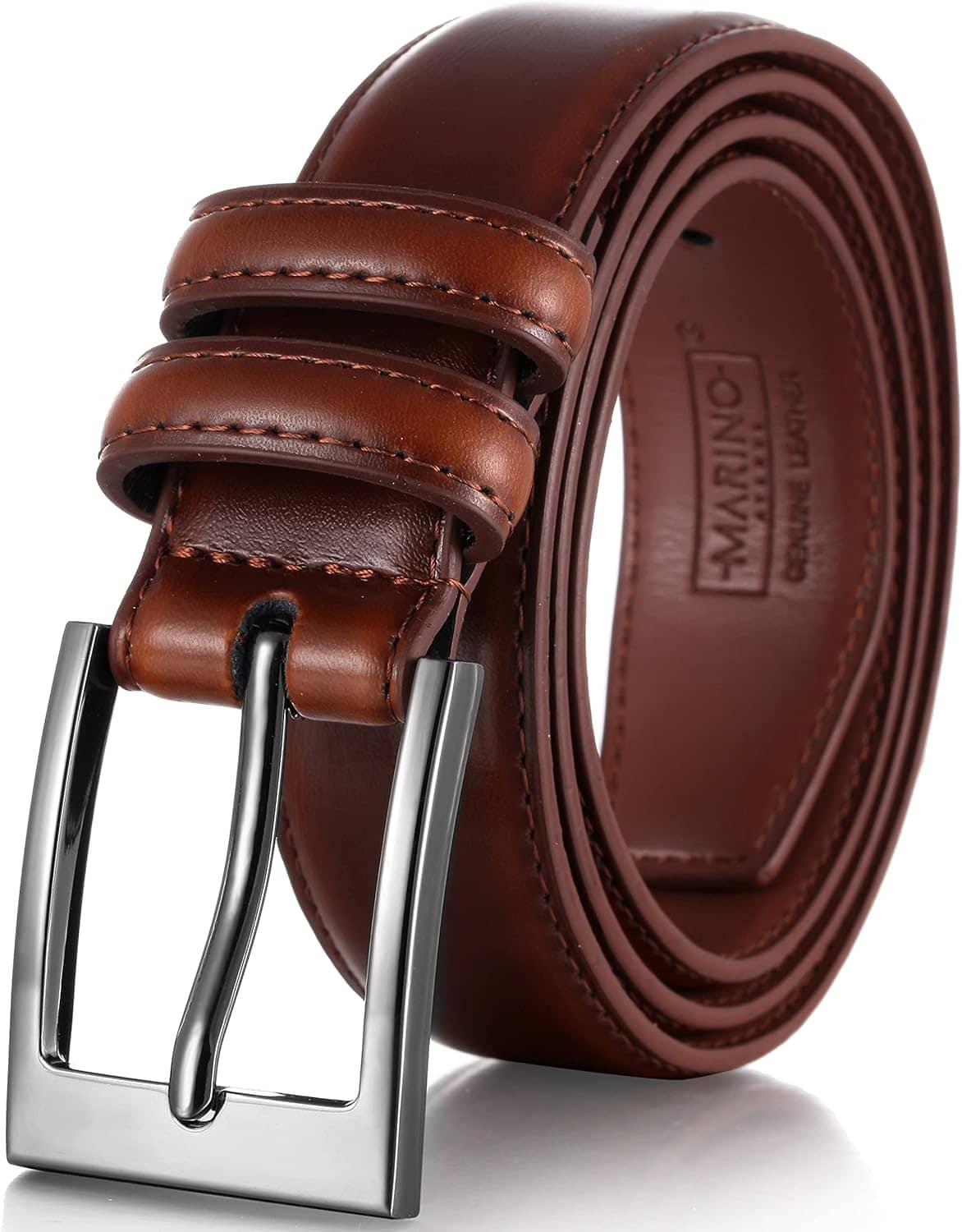 Marino’s Men Genuine Leather Dress Belt with Single Prong Buckle