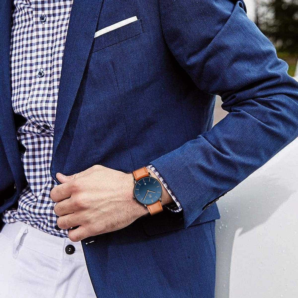 BEN NEVIS Watch, Mens Watch, Minimalist Fashion Simple Wrist Watch Analog Date with Leather Strap - Image 5