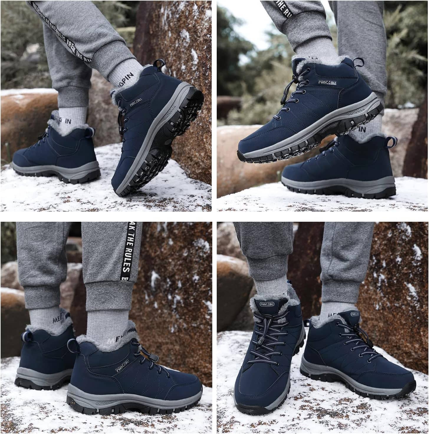 Mens Winter Boots Casual Lightweight Waterproof Snow Boots Anti-Slip Fur Lined Trekking Backpacking Hiking Boots… - Image 4