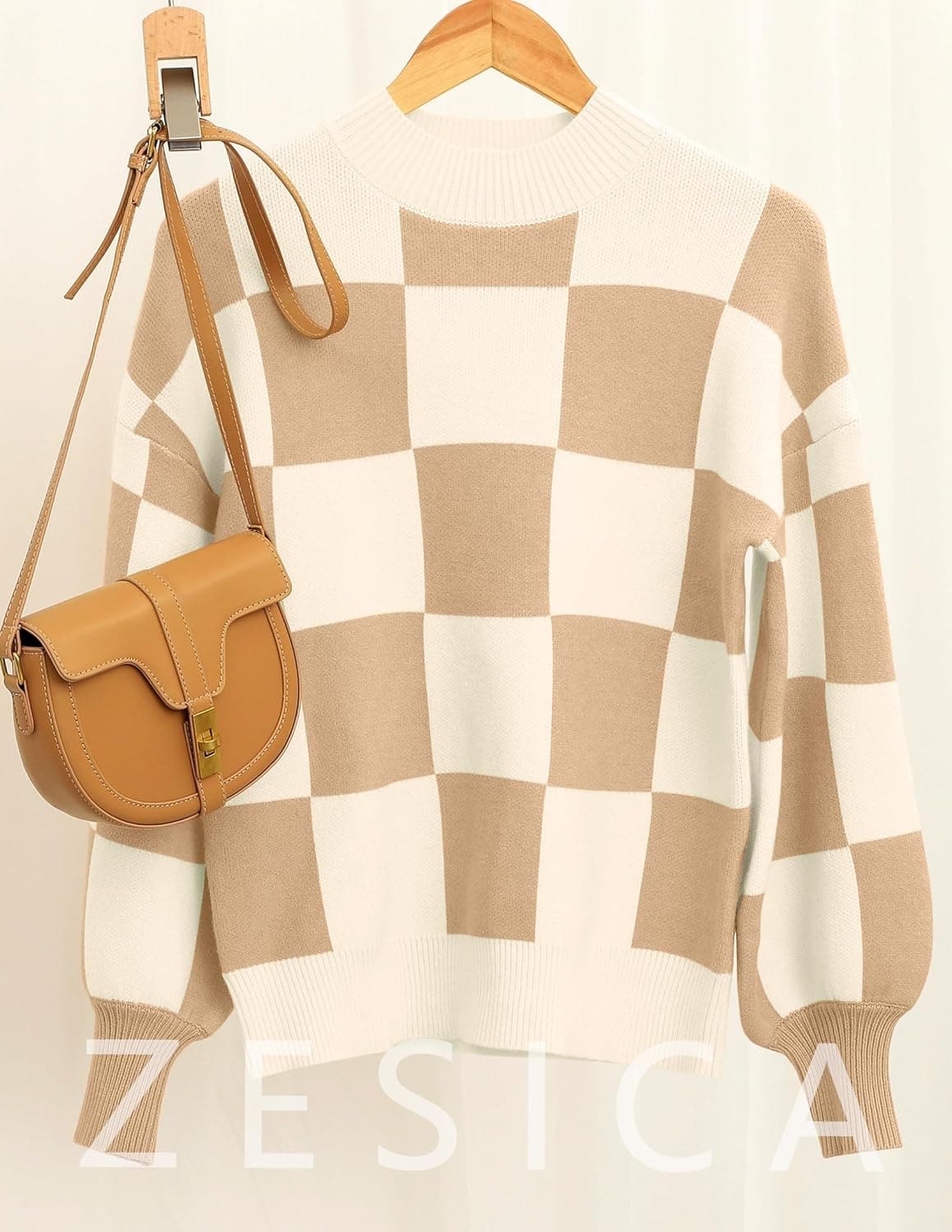 ZESICA Women's Fall Fashion Turtleneck Long Sleeve Striped Ribbed Knit Loose Pullover Sweater Tops - Image 7