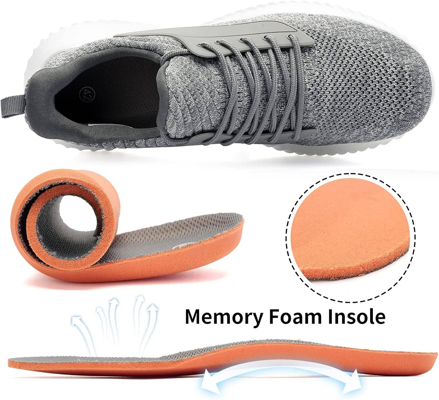 Akk Walking Shoes for Men Sneakers - Slip on Memory Foam Running Tennis Shoes for Athletic Workout Gym Jogging Indoor Outdoor Lightweight Breathable Casual Sneakers - Image 4