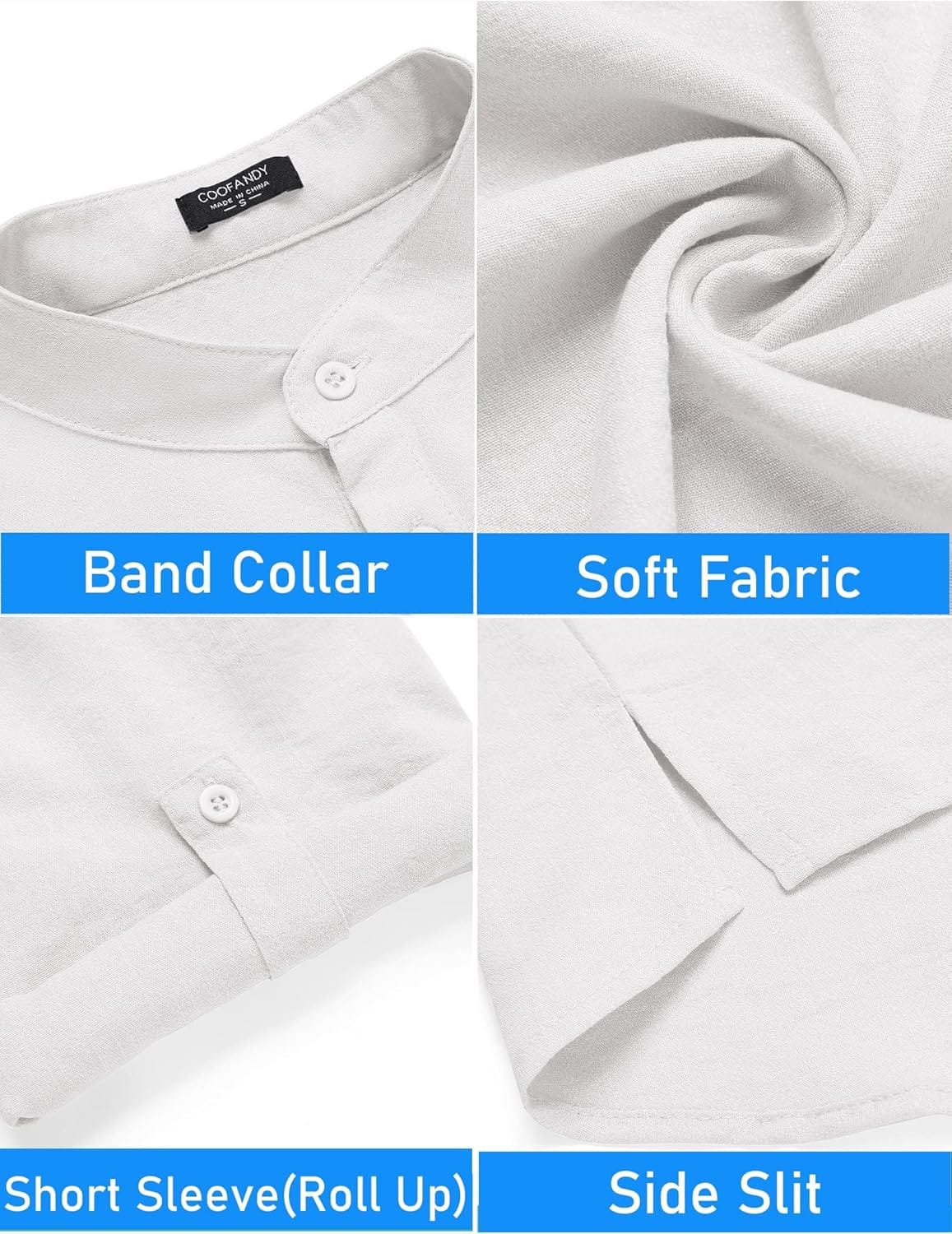 COOFANDY Men's 2 Pieces Linen Set Henley Shirt Short Sleeve and Shorts Summer Beach Yoga Matching Outfits - Image 6