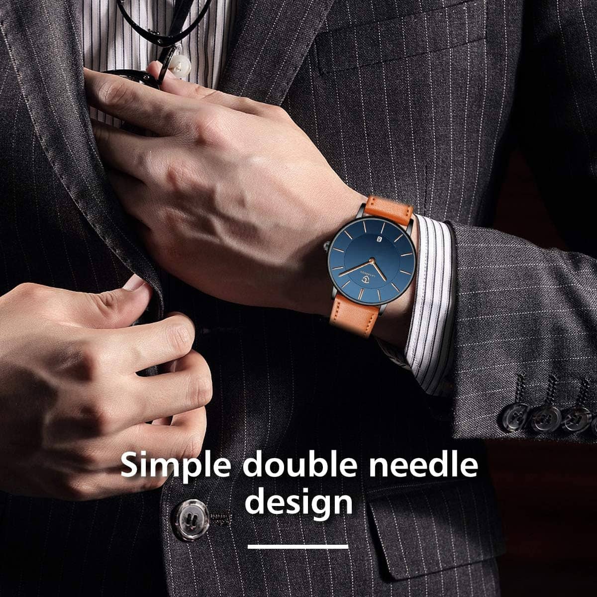 BEN NEVIS Watch, Mens Watch, Minimalist Fashion Simple Wrist Watch Analog Date with Leather Strap - Image 6