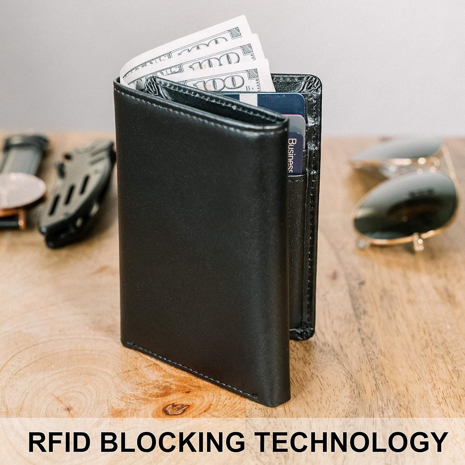 STAY FINE Top Grain Leather Trifold Wallet for Men | Ultra Strong Stitching | Handcrafted Argentinian Leather | RFID Blocking | Extra Capacity Trifold Wallet |Thin and Sophisticated Tri-Fold Design - Image 3
