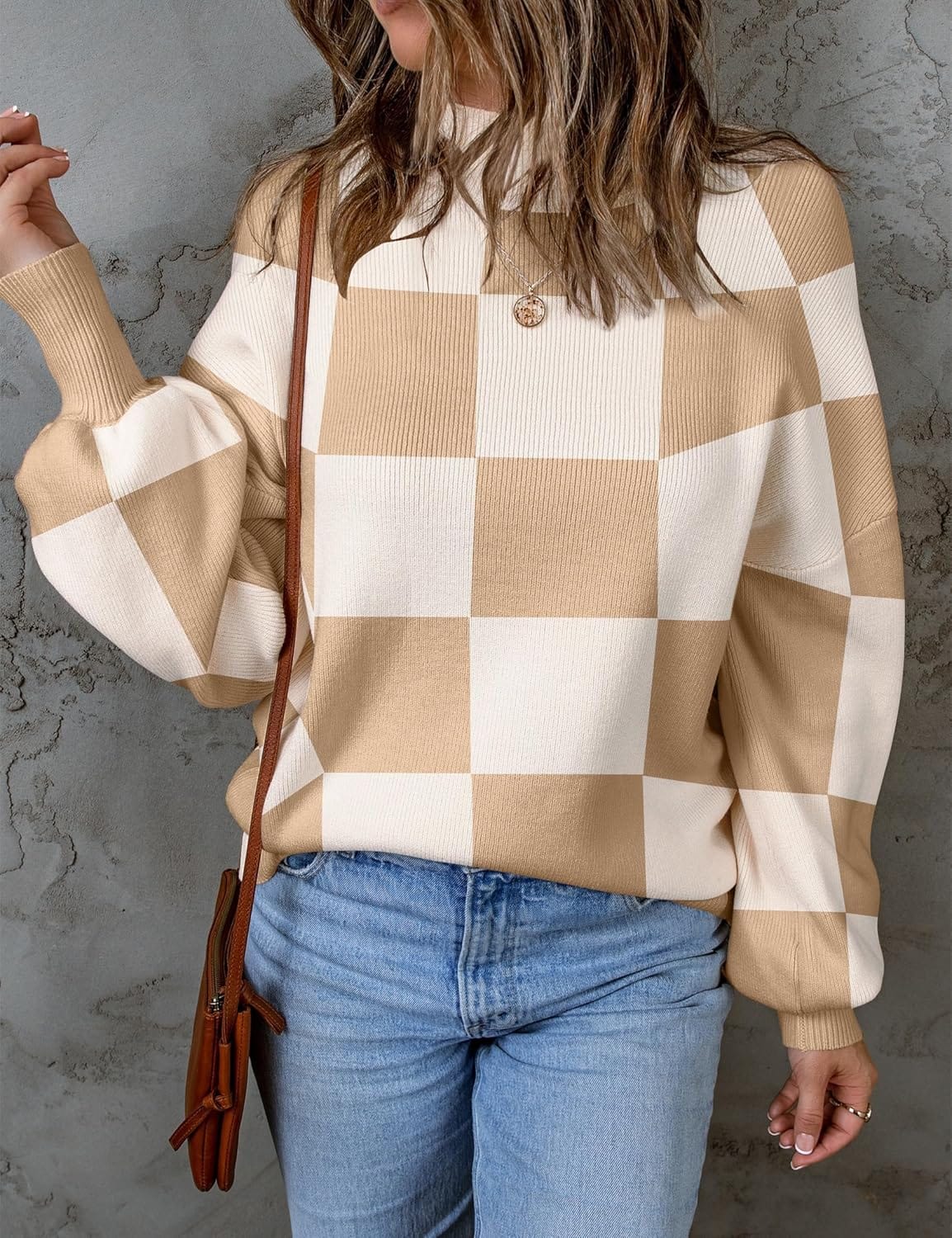 ZESICA Women's Fall Fashion Turtleneck Long Sleeve Striped Ribbed Knit Loose Pullover Sweater Tops - Image 2