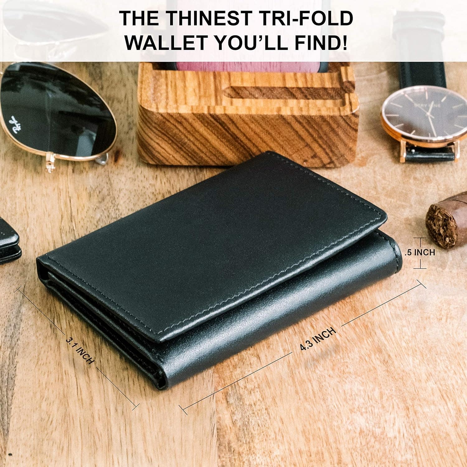 STAY FINE Top Grain Leather Trifold Wallet for Men | Ultra Strong Stitching | Handcrafted Argentinian Leather | RFID Blocking | Extra Capacity Trifold Wallet |Thin and Sophisticated Tri-Fold Design - Image 4