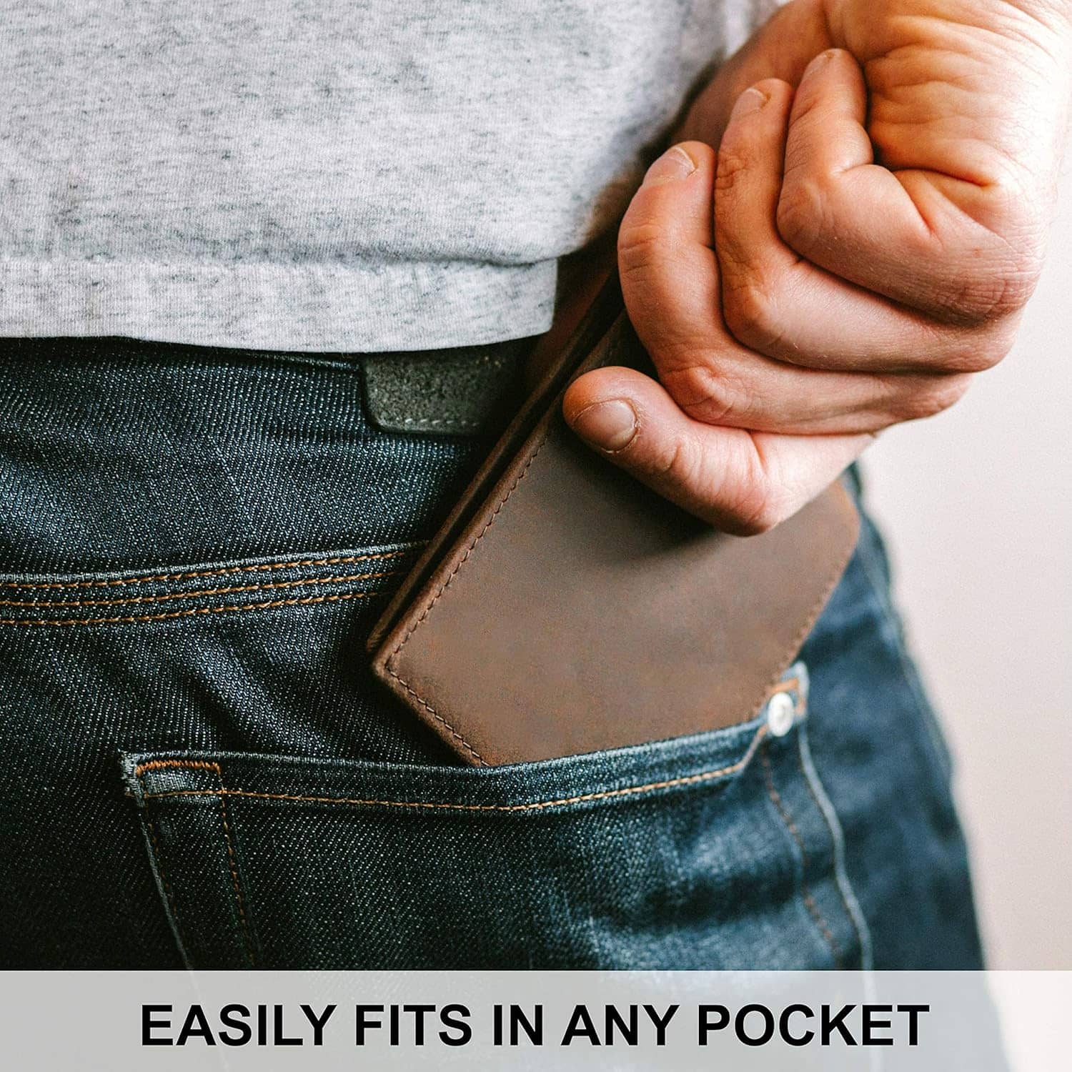 STAY FINE Top Grain Leather Wallet for Men | RFID Blocking | Bifold, Extra Capacity with 2 ID Windows | Ultra Strong Stitching | Slim Billfold with 8 Card Slots | Gift for Him - Image 5