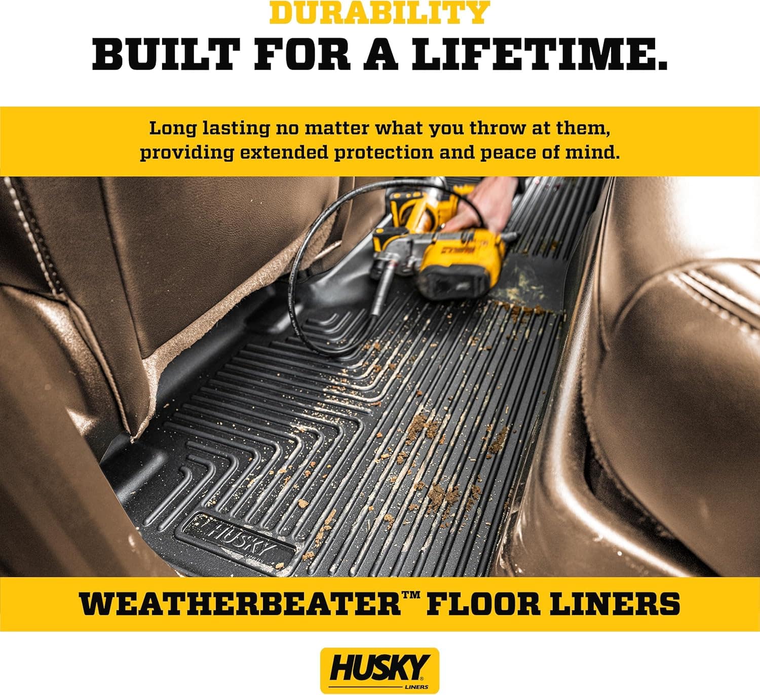 Husky Liners Weatherbeater Floor Mats | Fits 2015 - 2024 Ford F-150 (Includes 2022 - 2024 Lightning) SuperCrew & SuperCab | Front Row, 2-pc Black - 18361 - Image 3