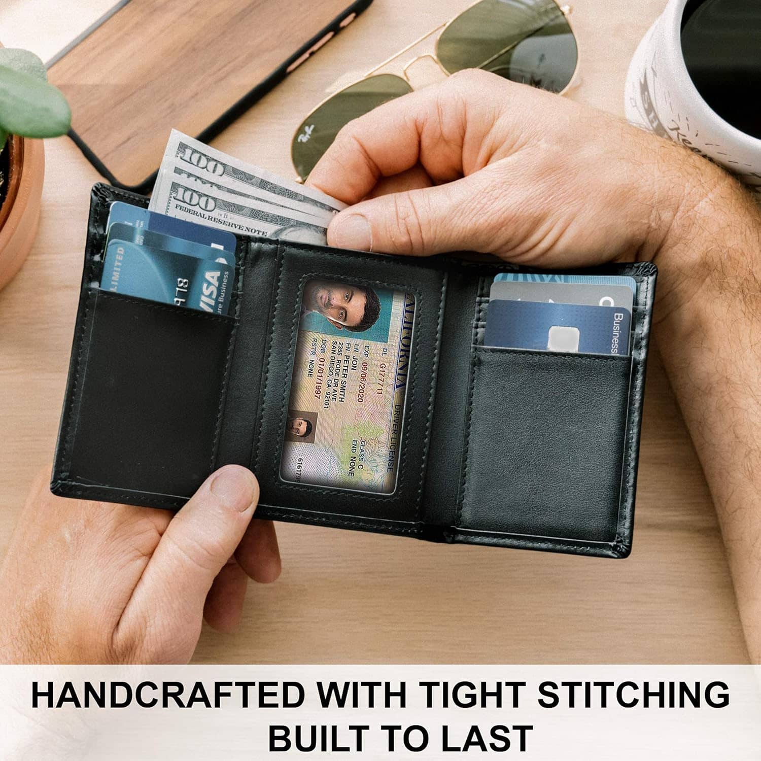 STAY FINE Top Grain Leather Trifold Wallet for Men | Ultra Strong Stitching | Handcrafted Argentinian Leather | RFID Blocking | Extra Capacity Trifold Wallet |Thin and Sophisticated Tri-Fold Design - Image 6