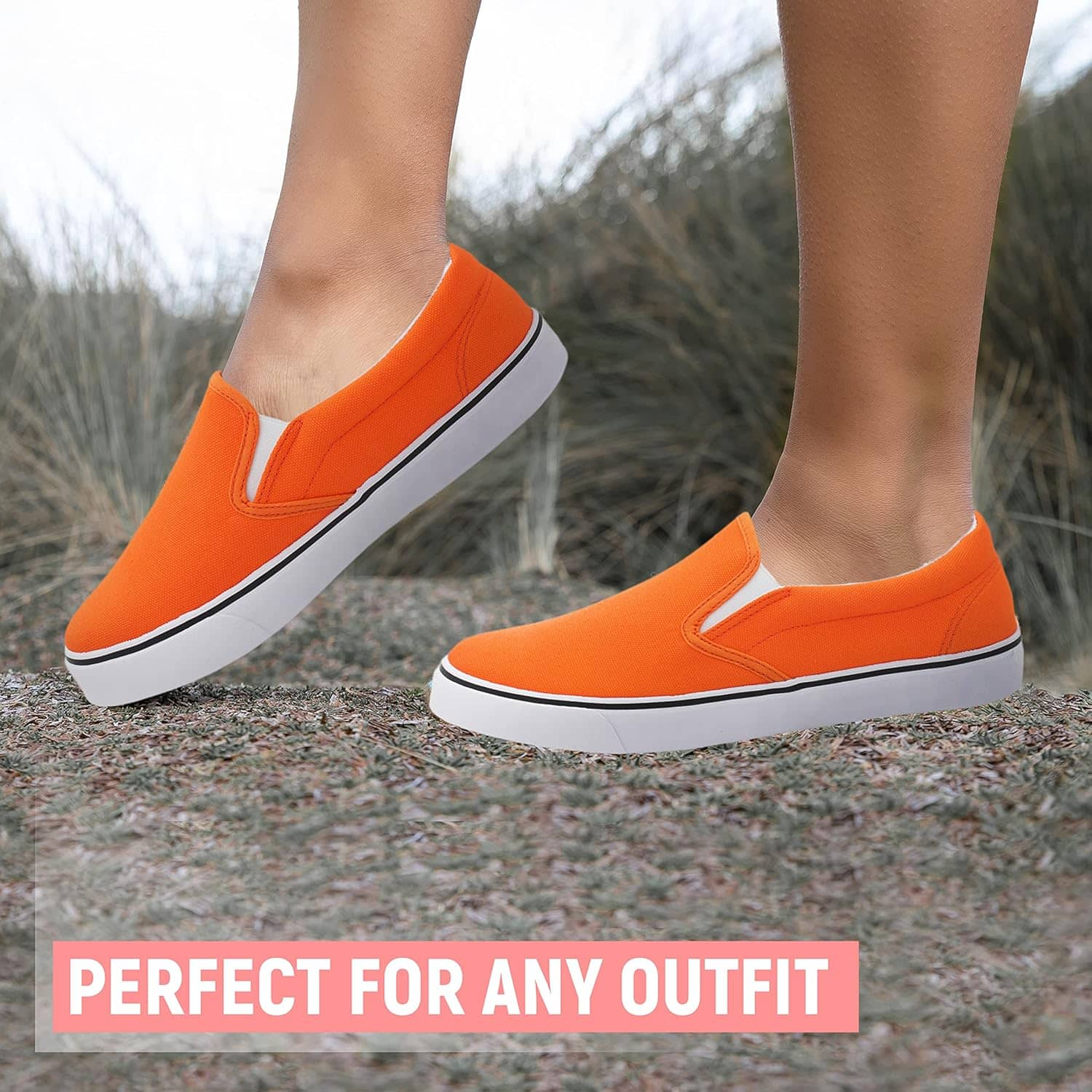 Low-Top Slip Ons Women's Fashion Sneakers Casual Canvas Sneakers for Women Comfortable Flats Breathable Padded Insole Slip on Sneakers Women Low Slip on Shoes - Image 4